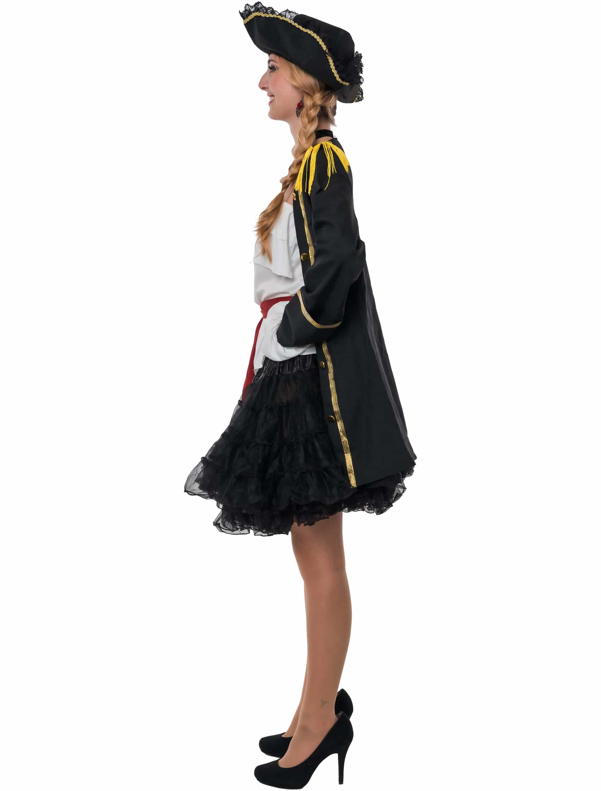 Kostüm Piratin 4-tlg. Damen schwarz/weiß/rot S/M