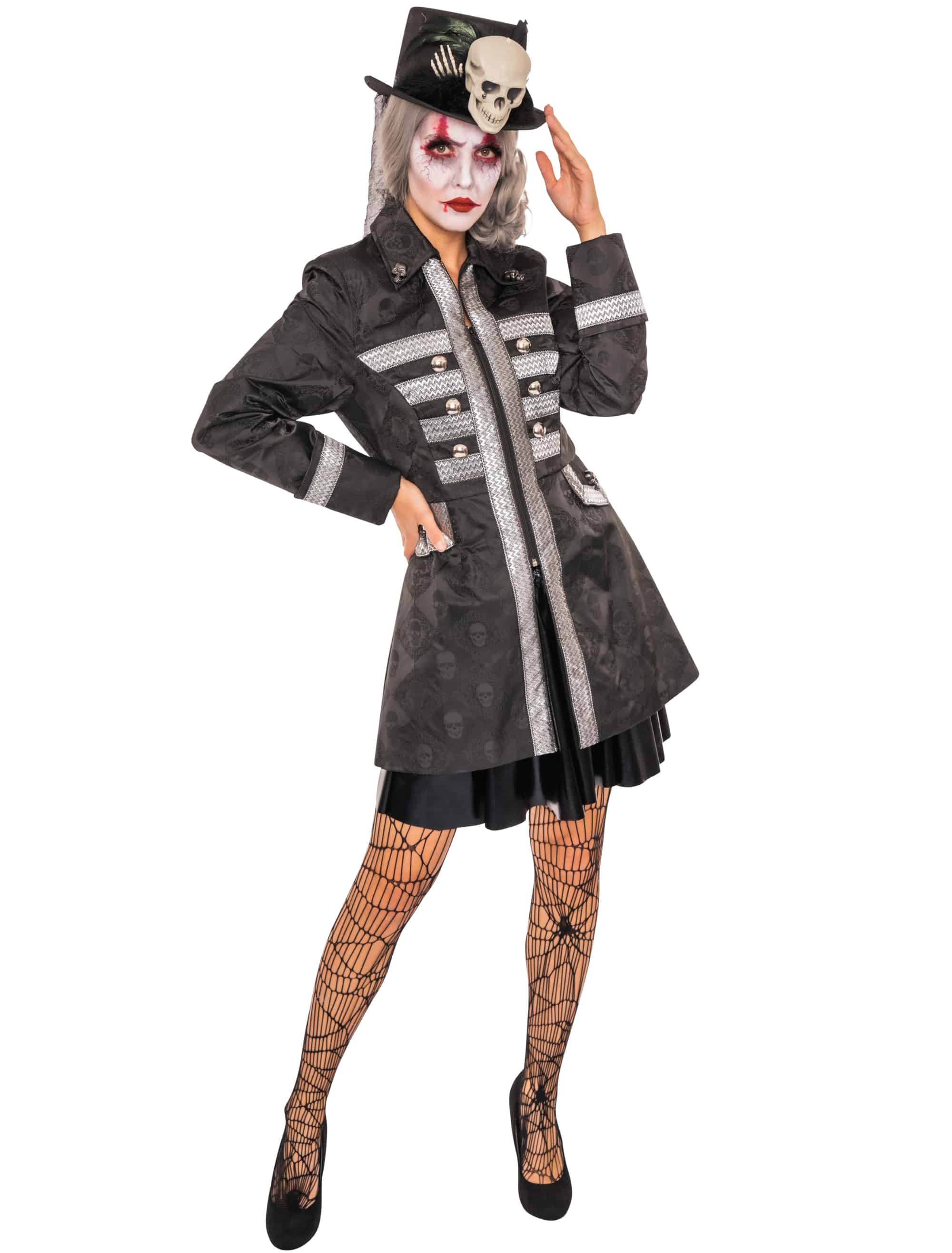 Jacke mit Totenköpfen Damen schwarz M