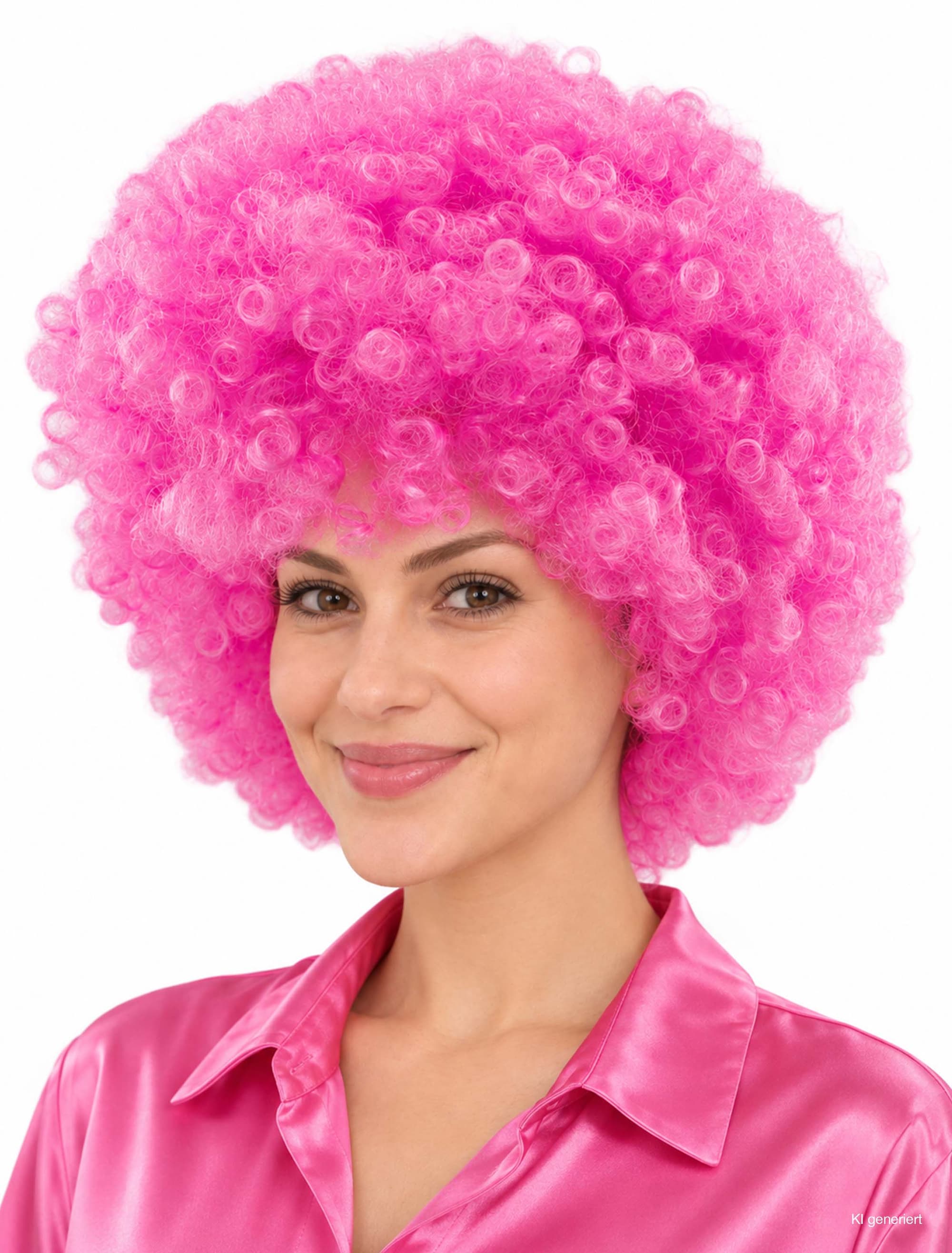 Perücke Hippie Lockenkopf pink one size