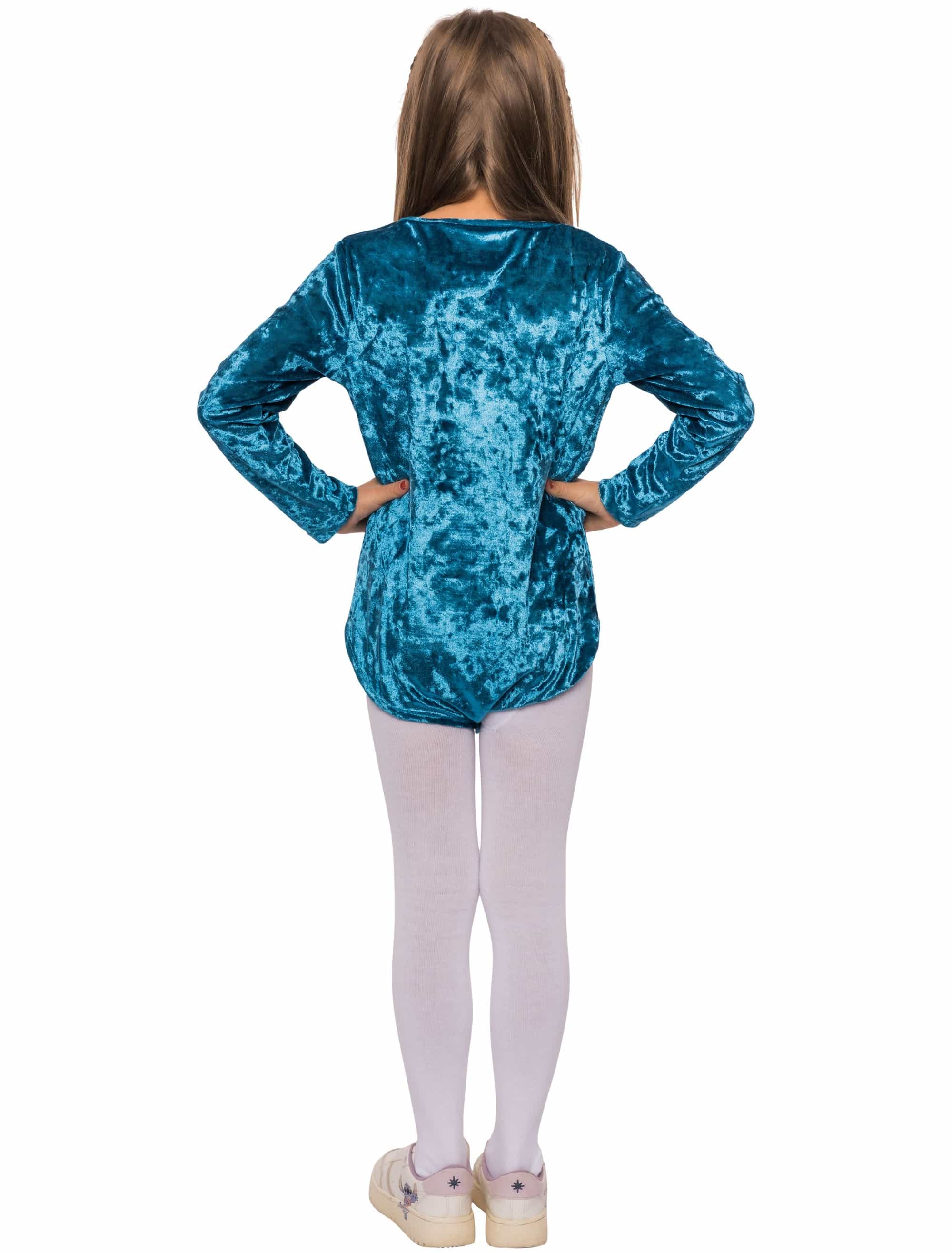 Body langarm Samt Kinder türkis 116-128