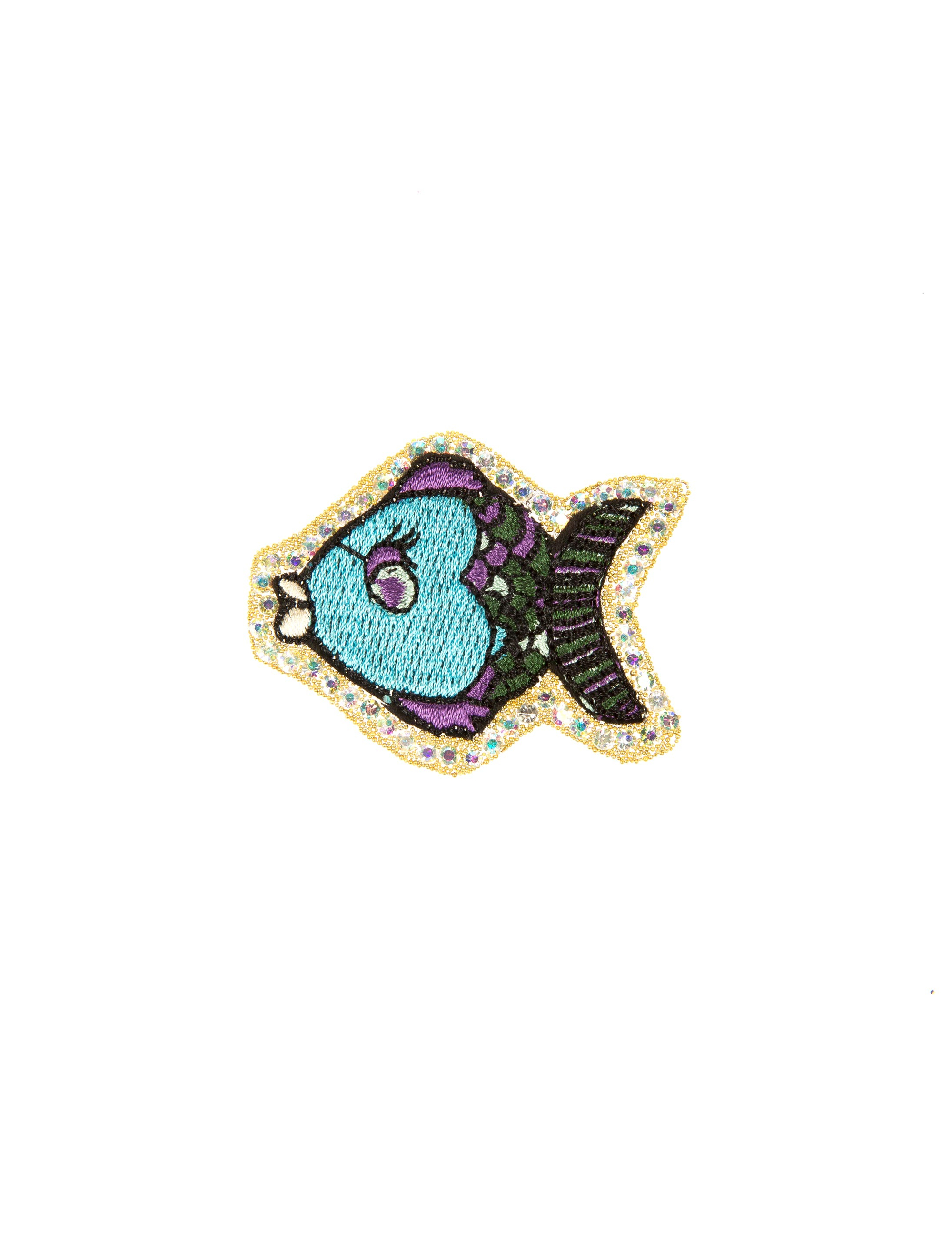 Bügelpatch Fisch mit Strasssteinen