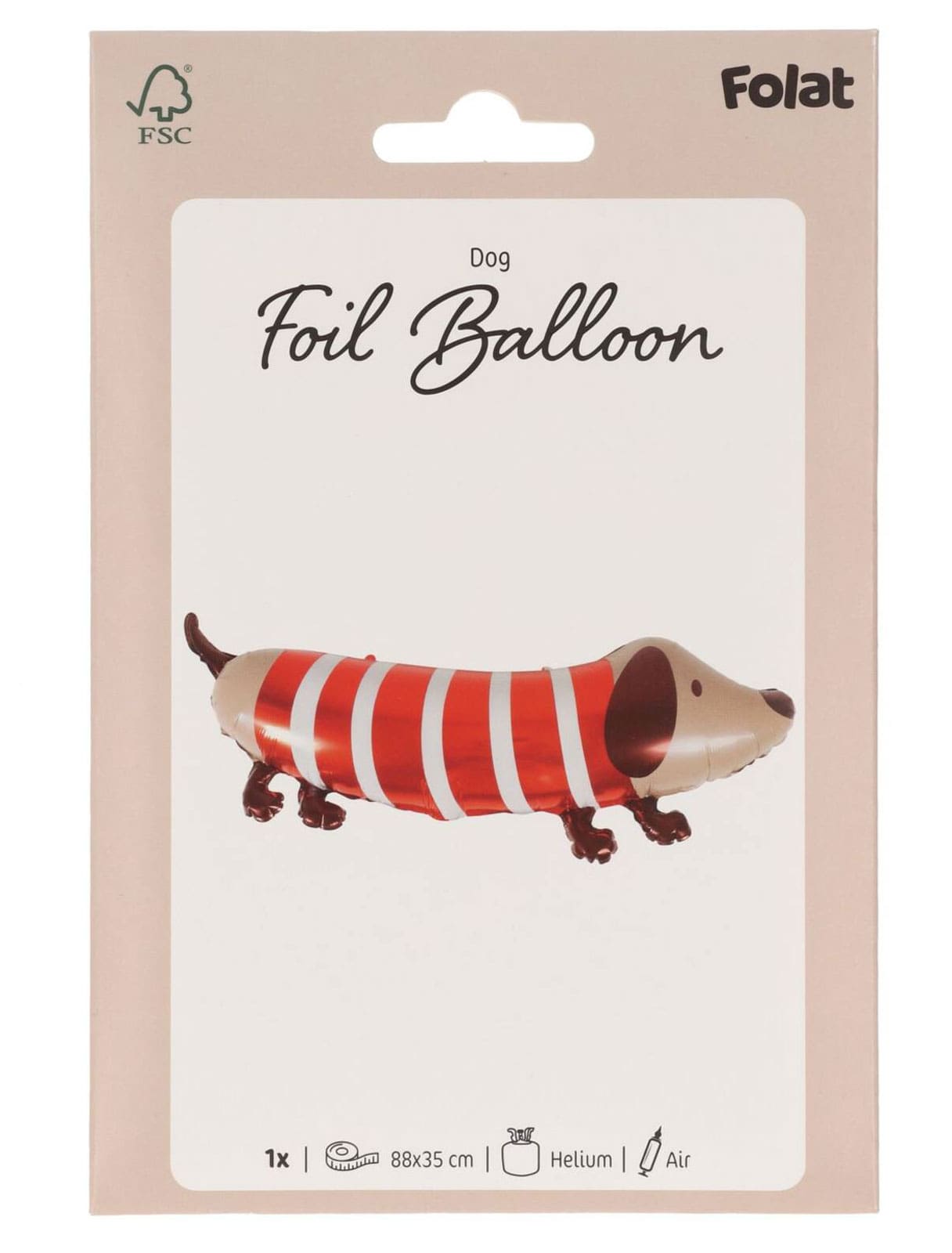 Folienballon Hund L 88x35cm rot/braun