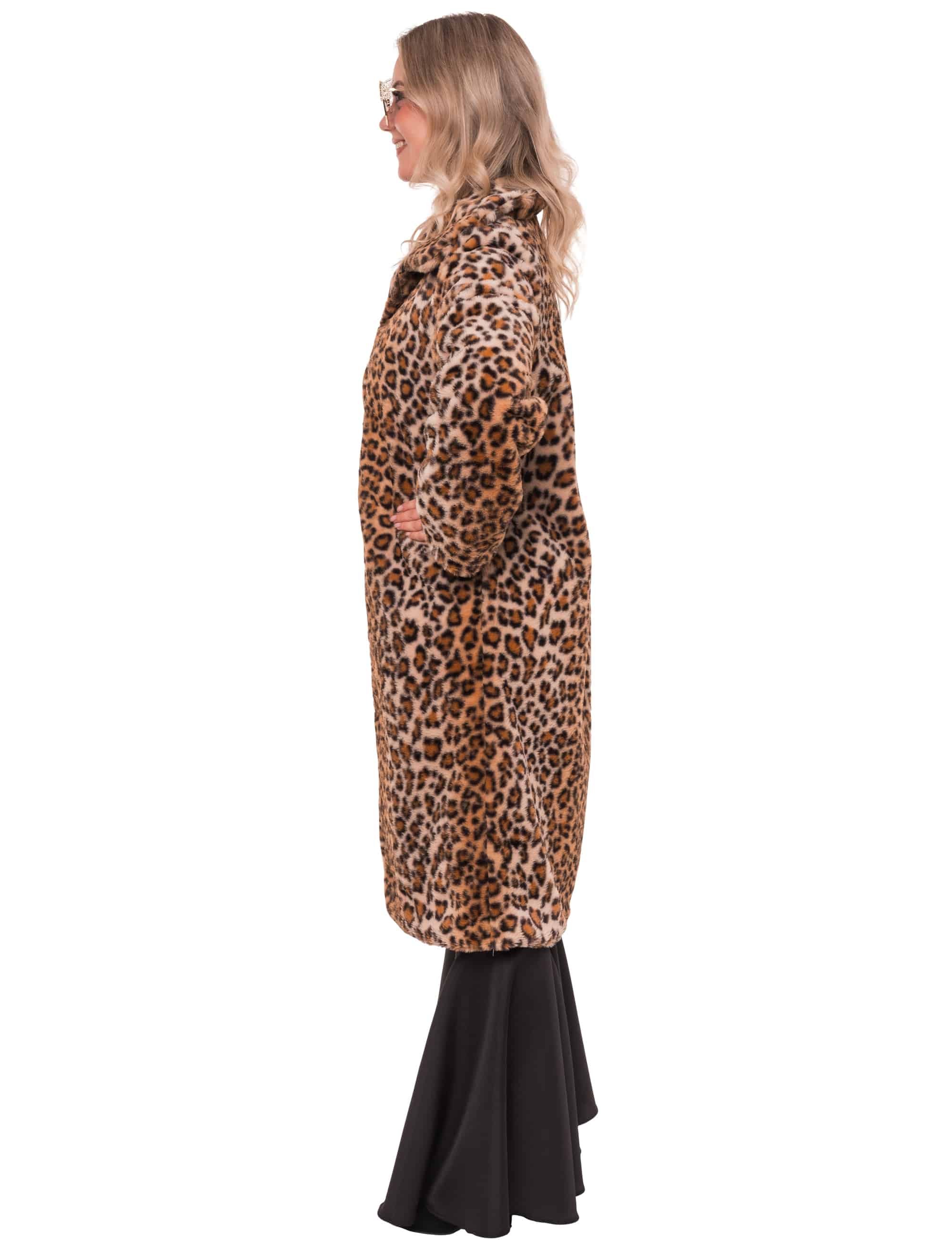 Mantel Kunstfell Leopard Damen beige/braun L/XL