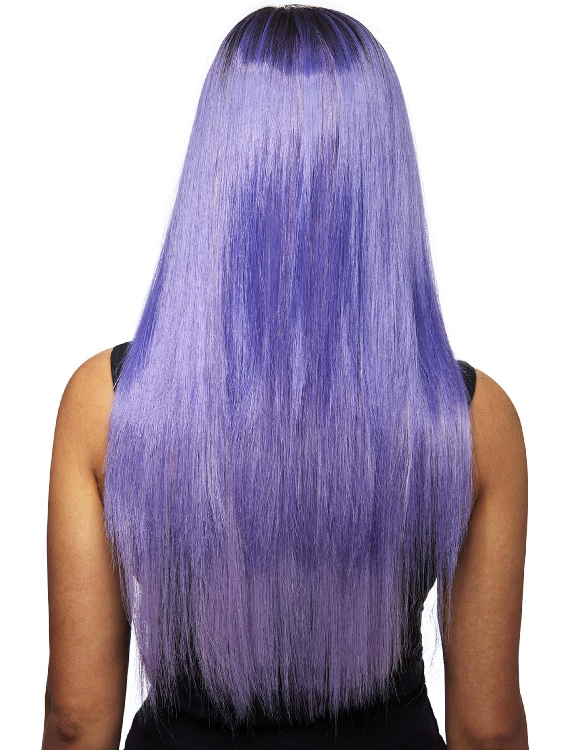 Perücke Langhaar glatt Balayage  lila