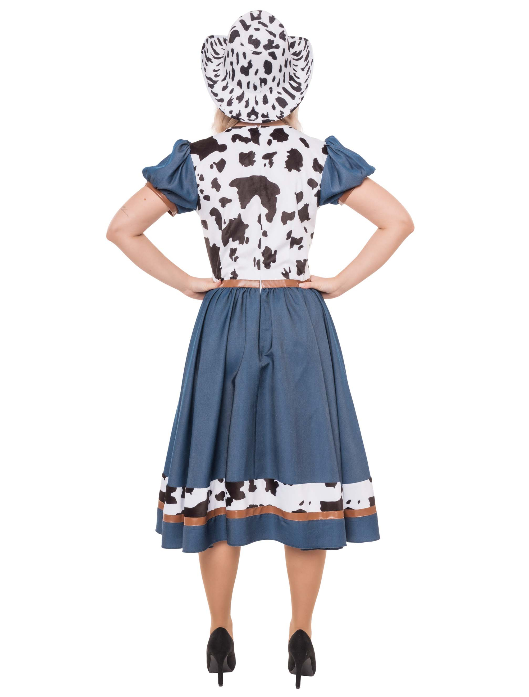 Kleid Kuh Damen blau/weiß S/M