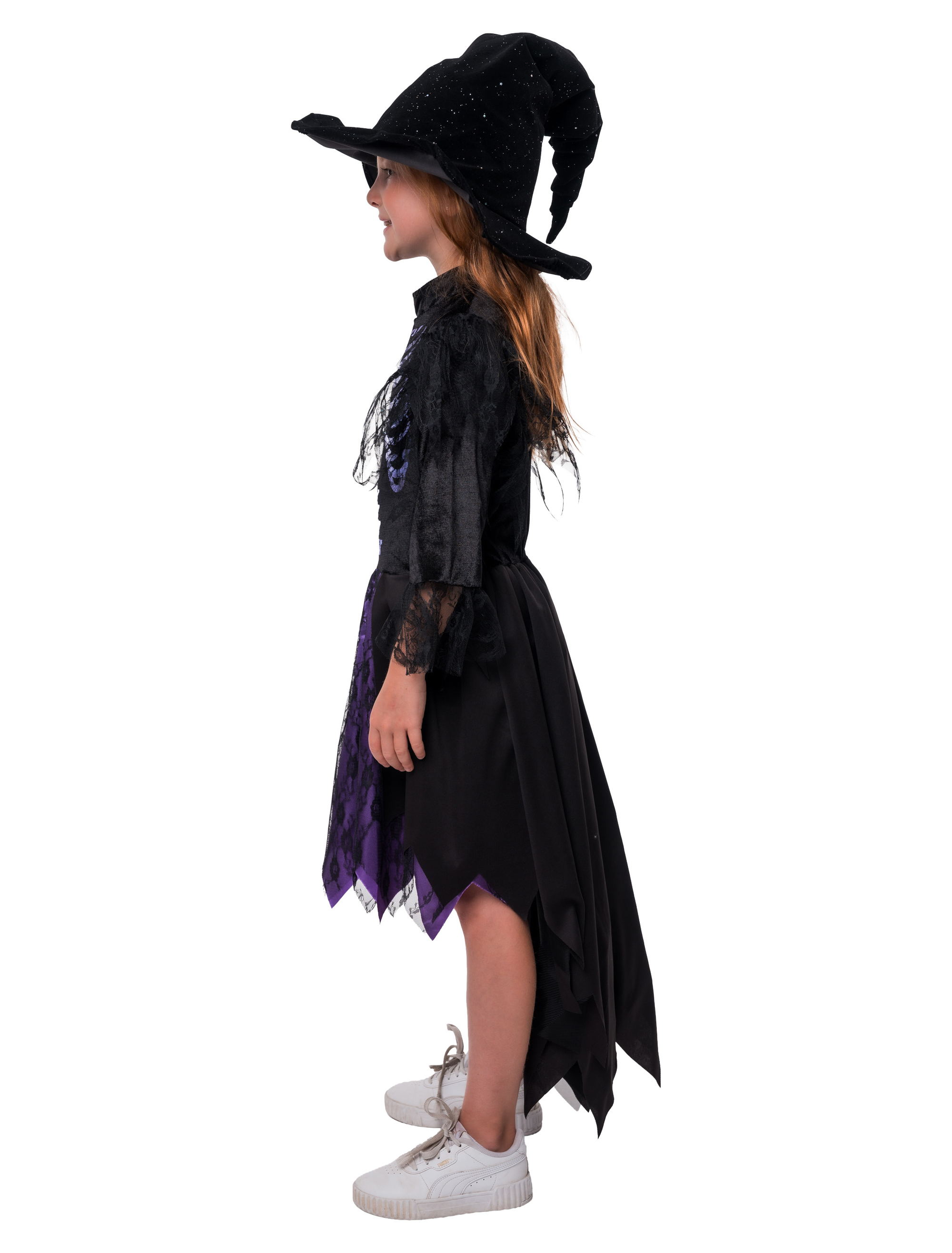 Kleid Skelett Kinder lila/schwarz 104/116