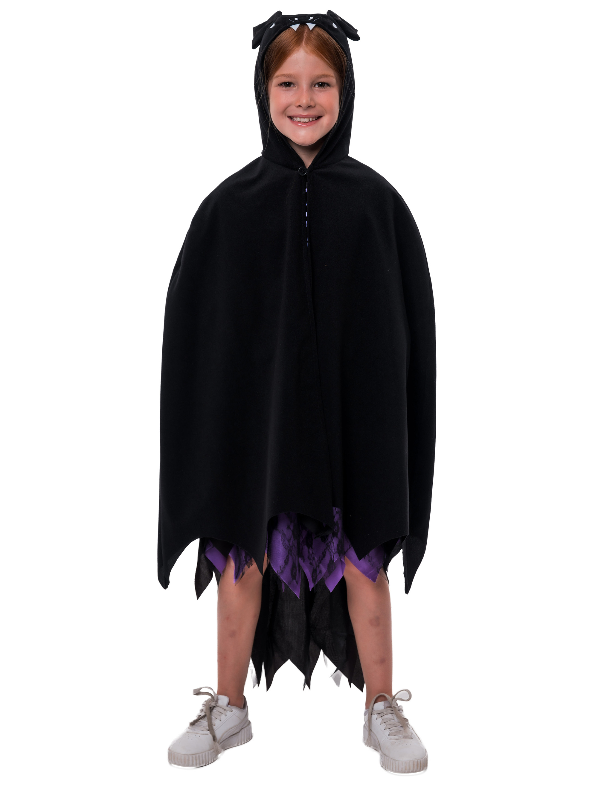 Cape Fledermaus mit Kapuze Kinder schwarz one size