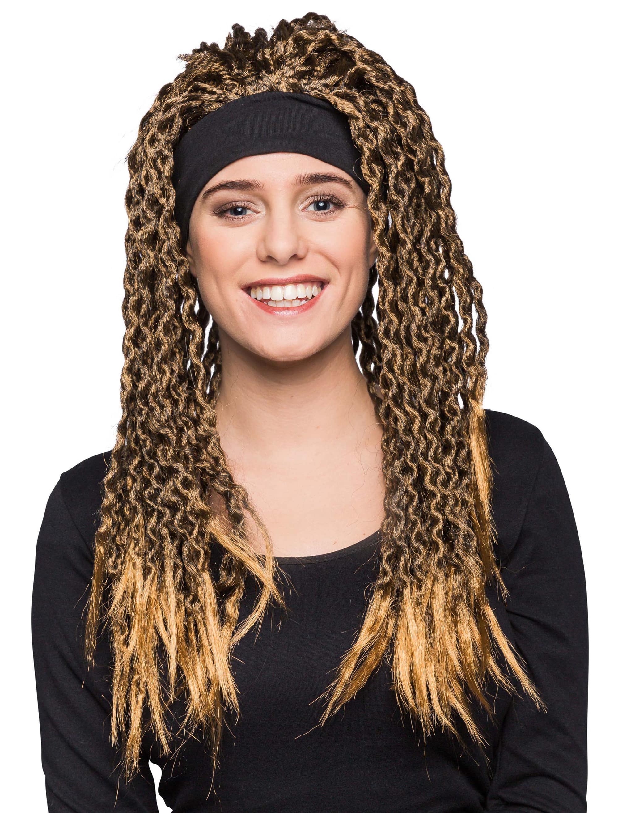 Perücke Rasta mit Band braun one size