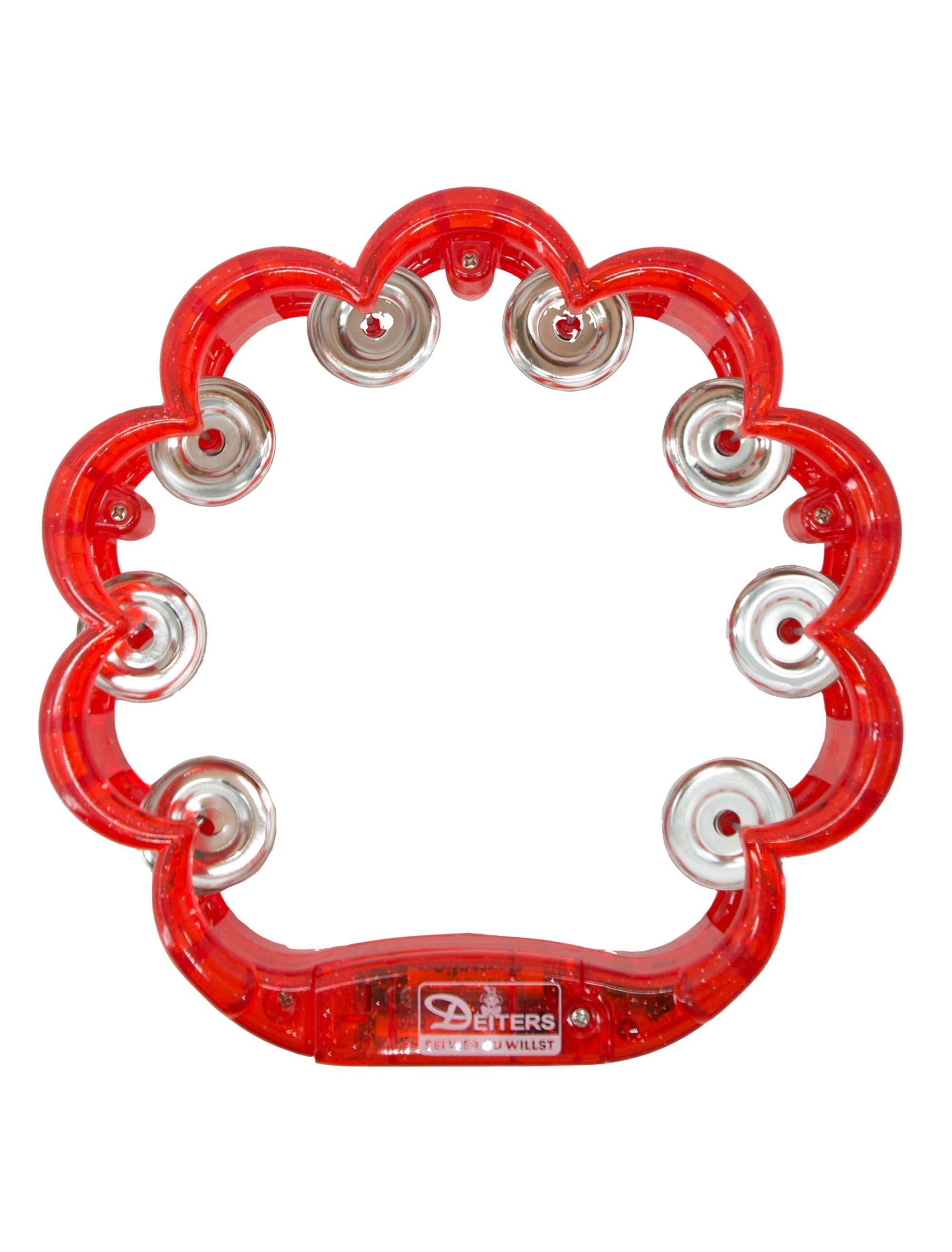 Tambourin blinkend mit Glitzer rot