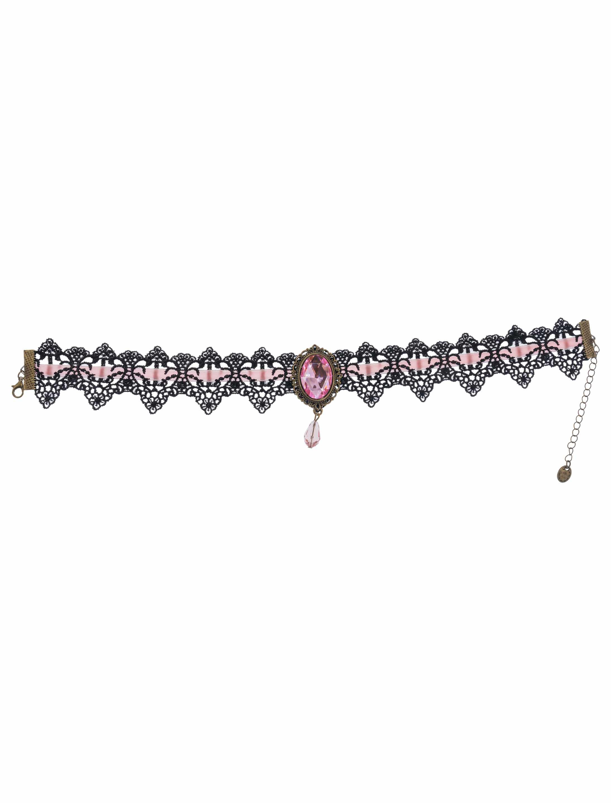 Choker mit Kristall schwarz/rosa