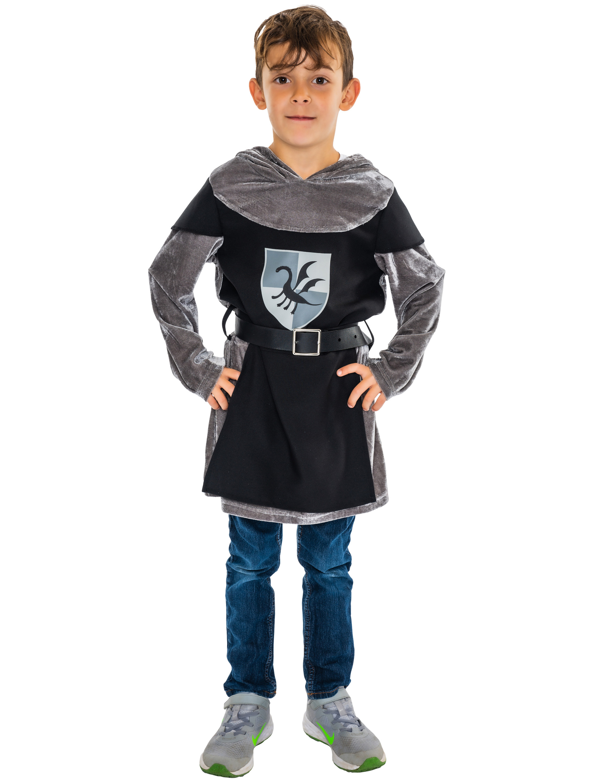 Ritter mit Kapuze Kinder schwarz/schwarz 116-128