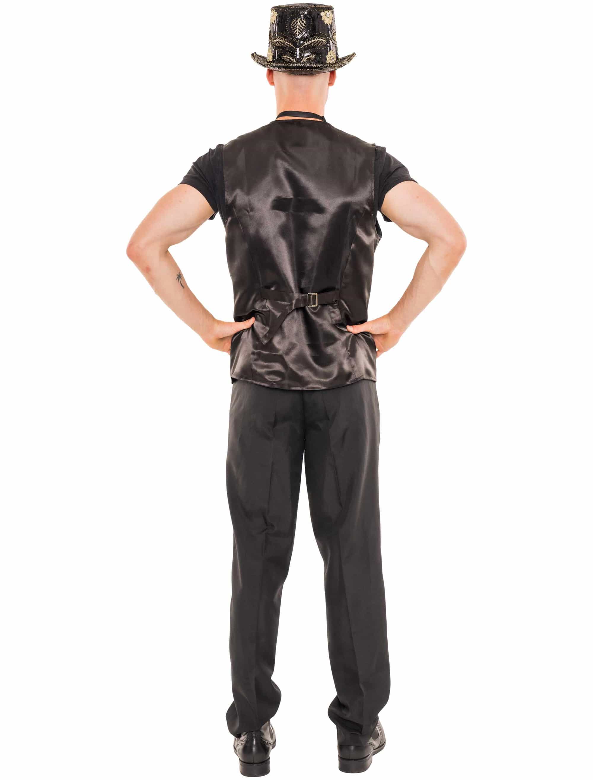 Weste Pailletten de luxe Herren schwarz S/M