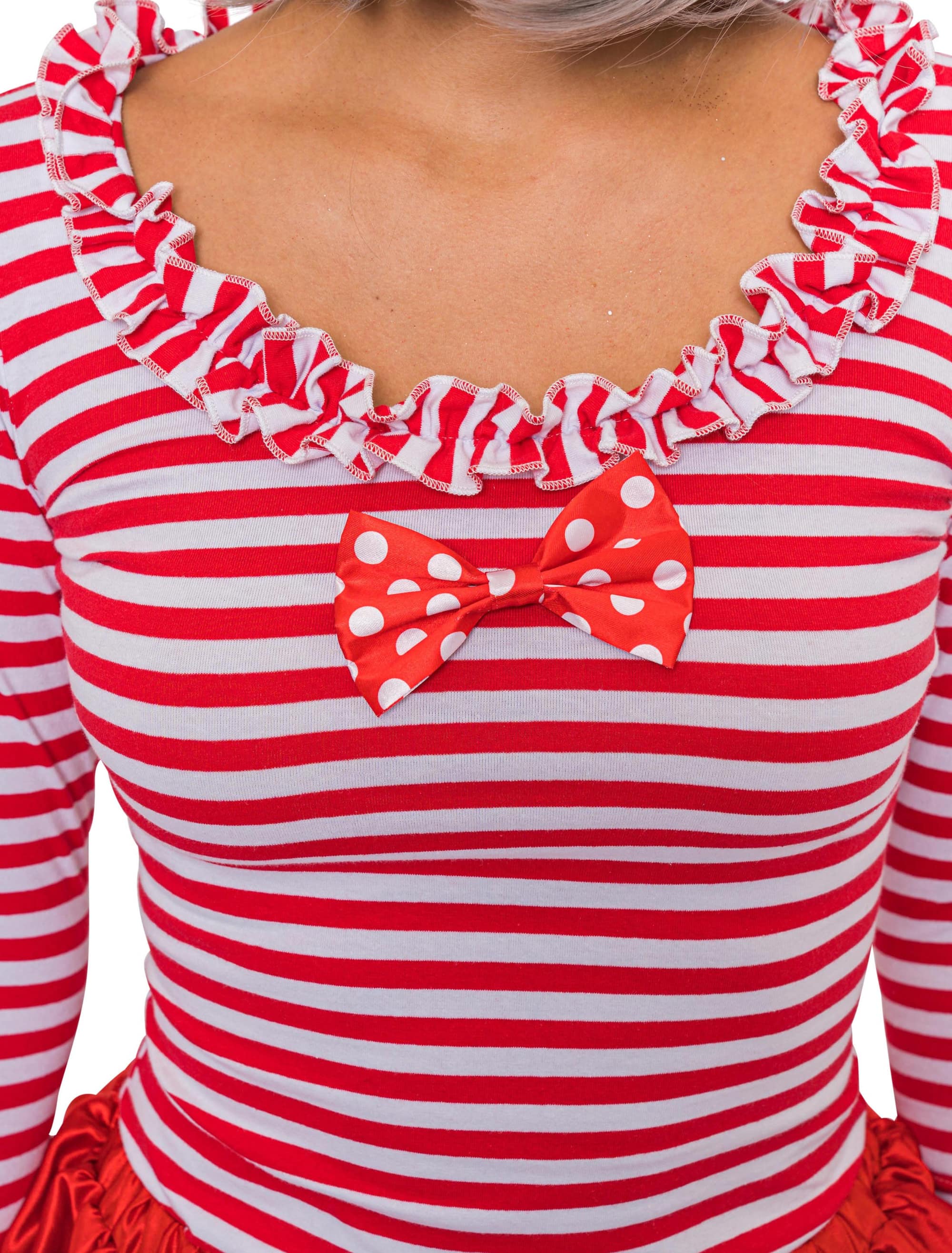 Shirt mit Fliege Damen rot/weiß L