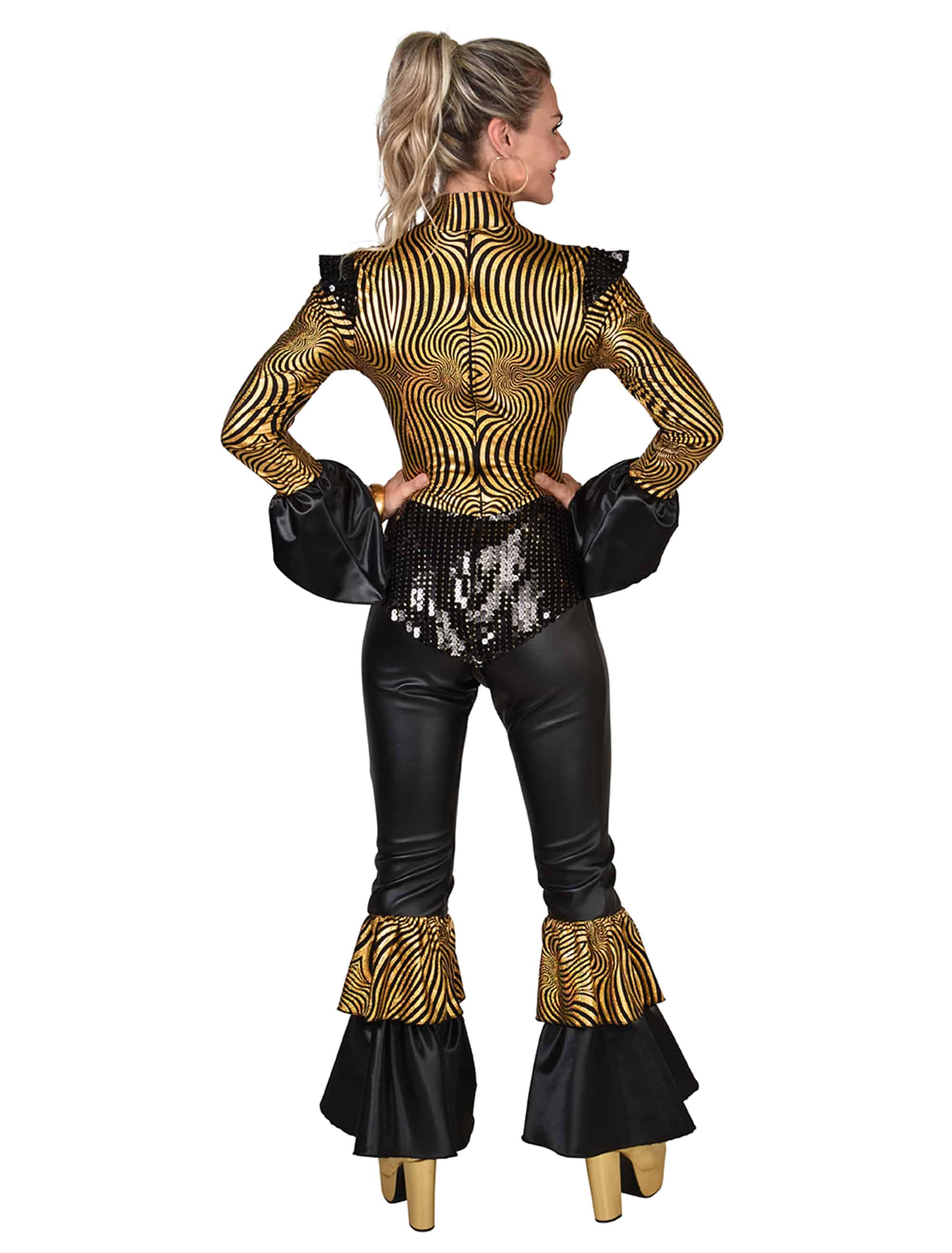 Kostüm Disco Queen  Damen schwarz/gold 2XL