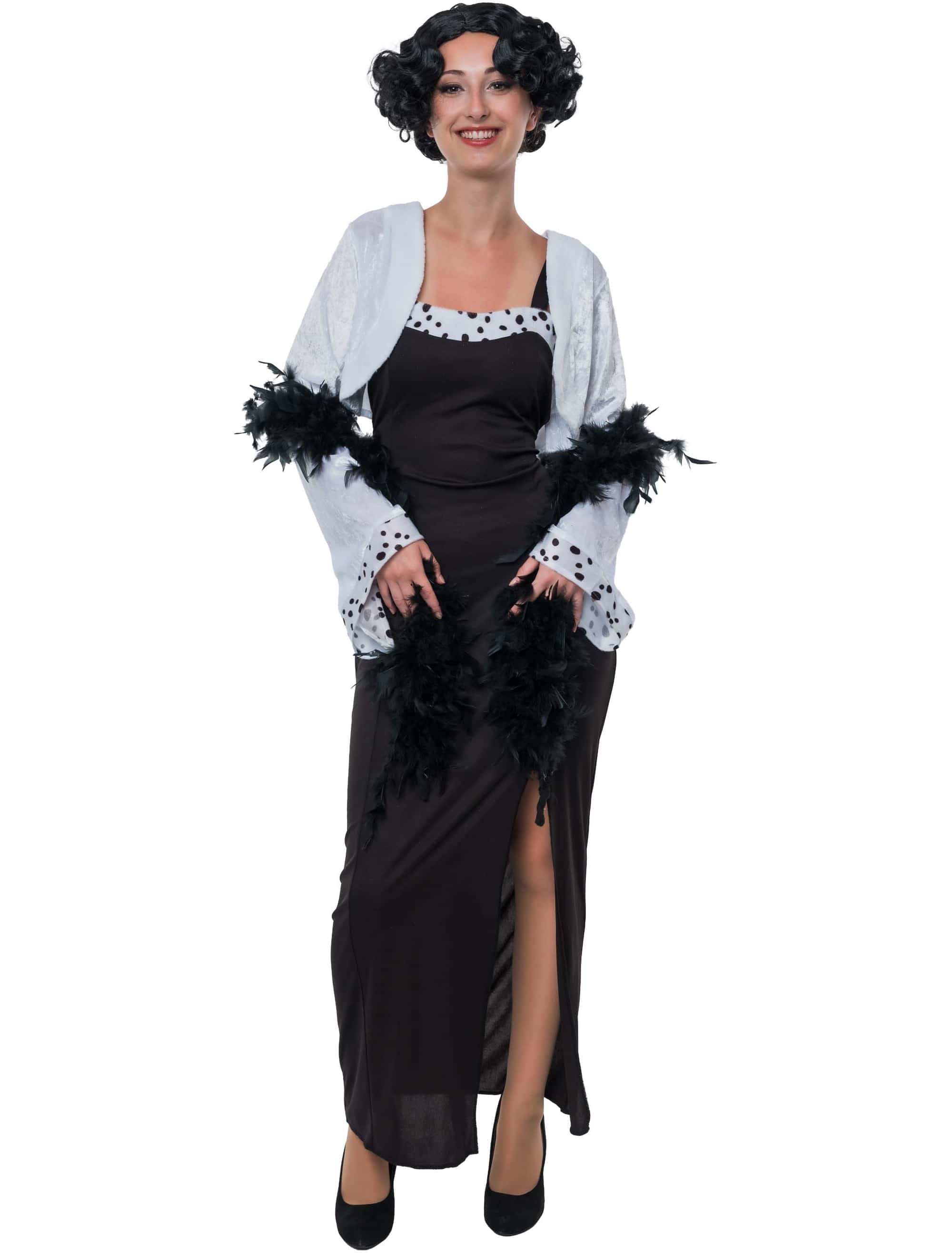 Kleid Dalmatiner 2-tlg. Damen schwarz/weiß S/M