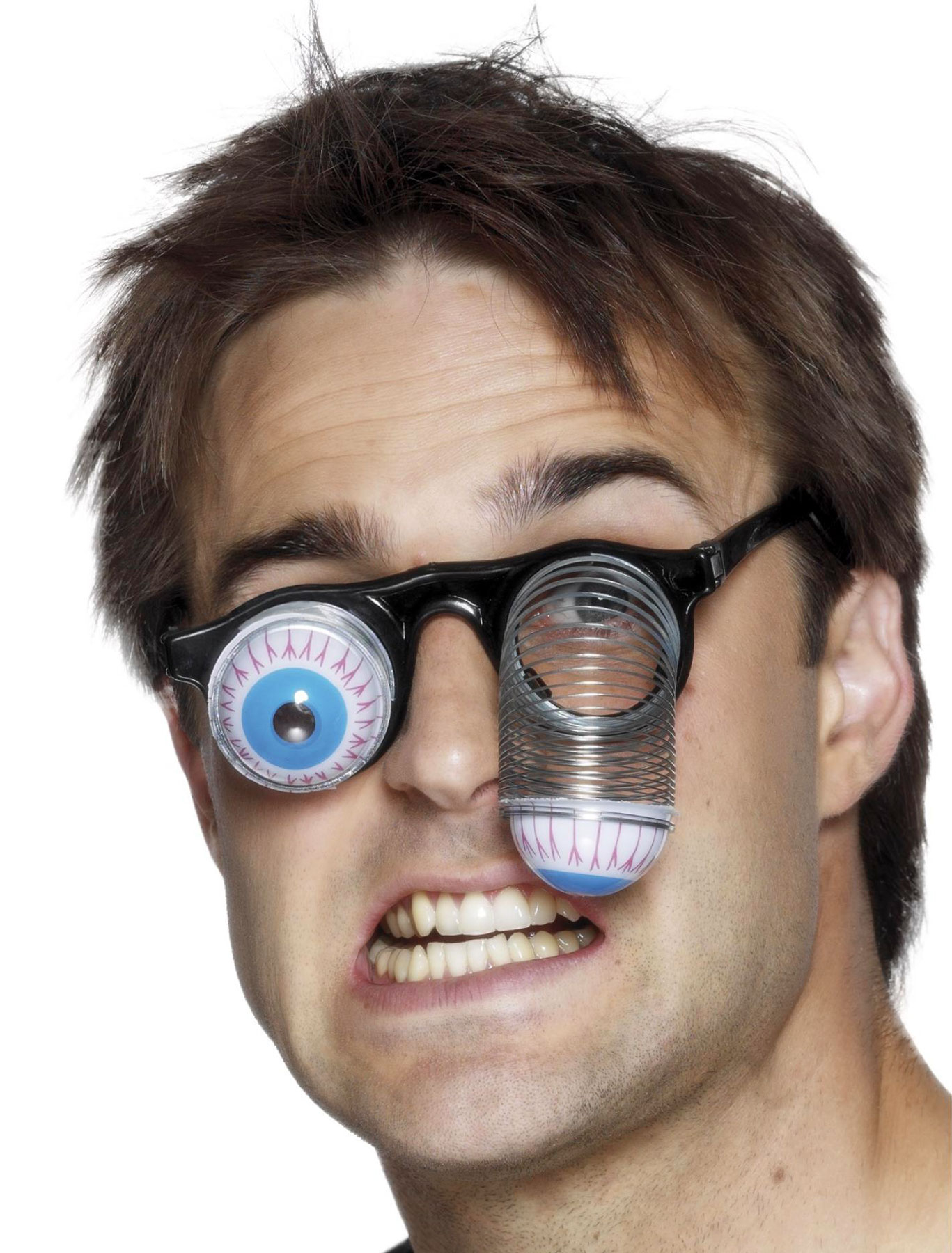 Brille springende Augen rot/weiß/blau