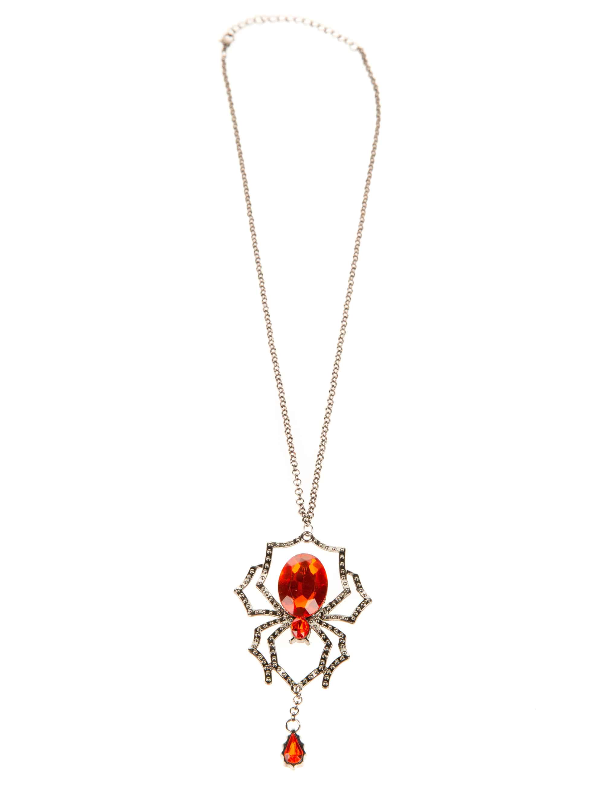 Halskette Spinne mit rotem Stein