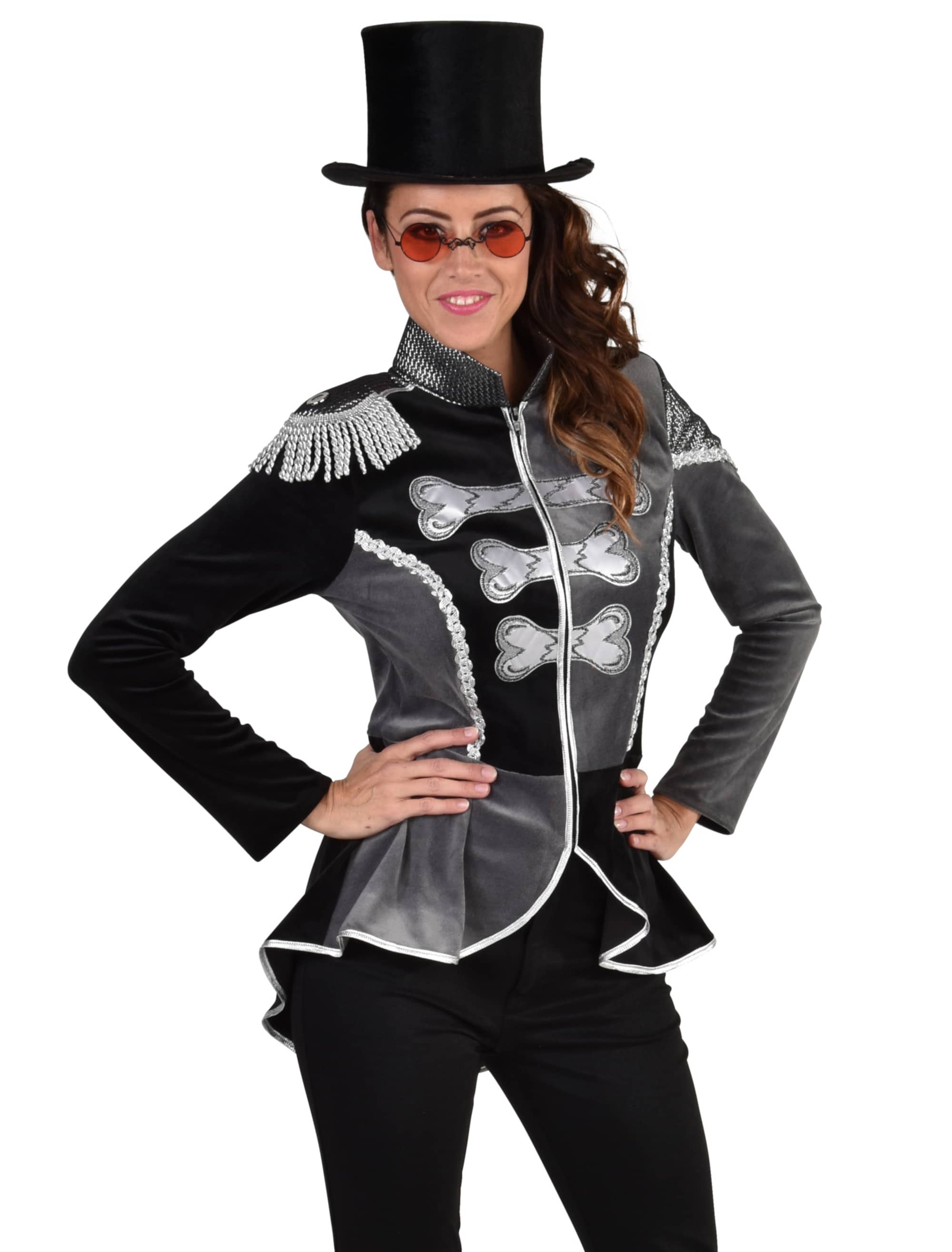 Frack Knochen Damen schwarz/schwarz L