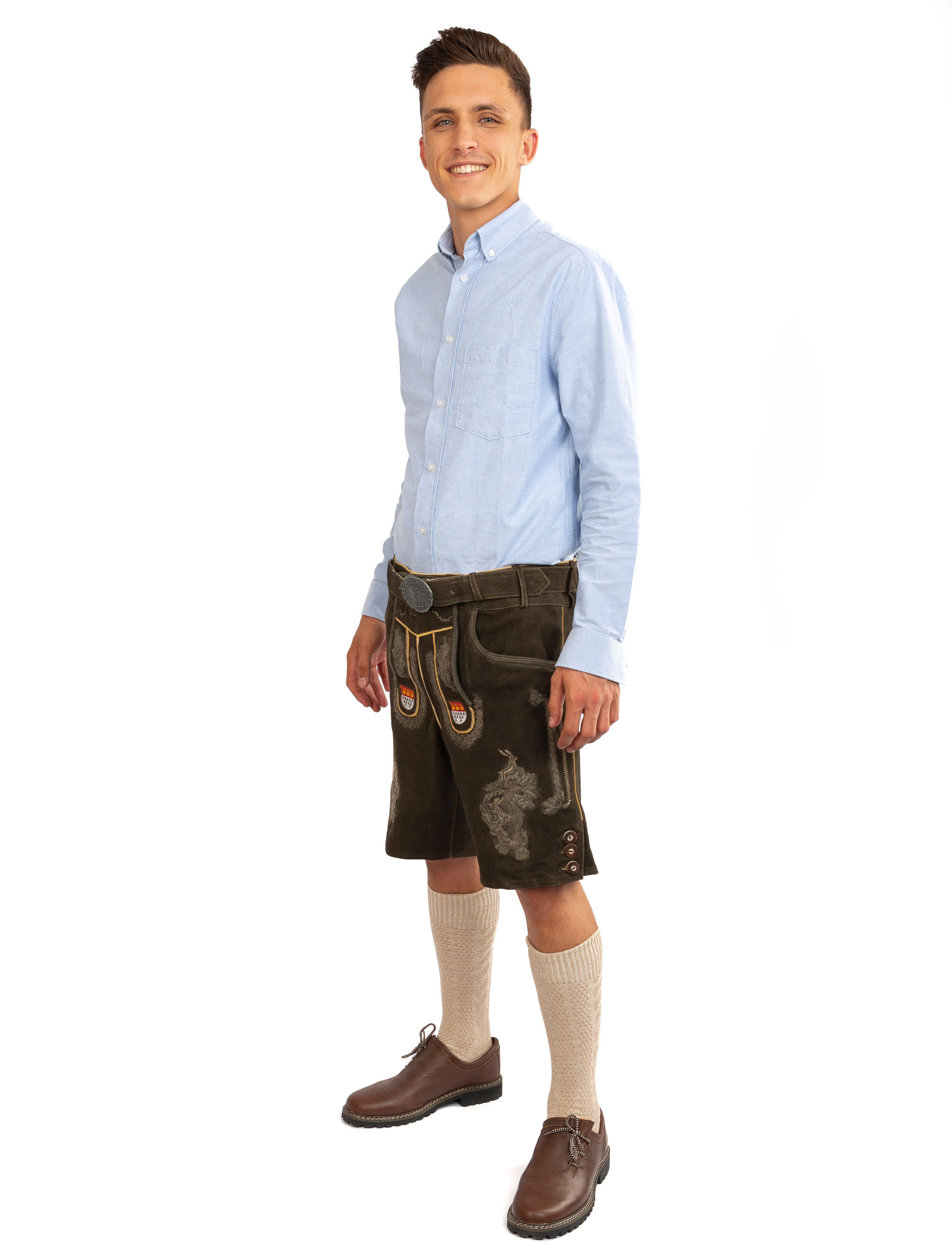 Lederhose Cologne kurz Herren braun S