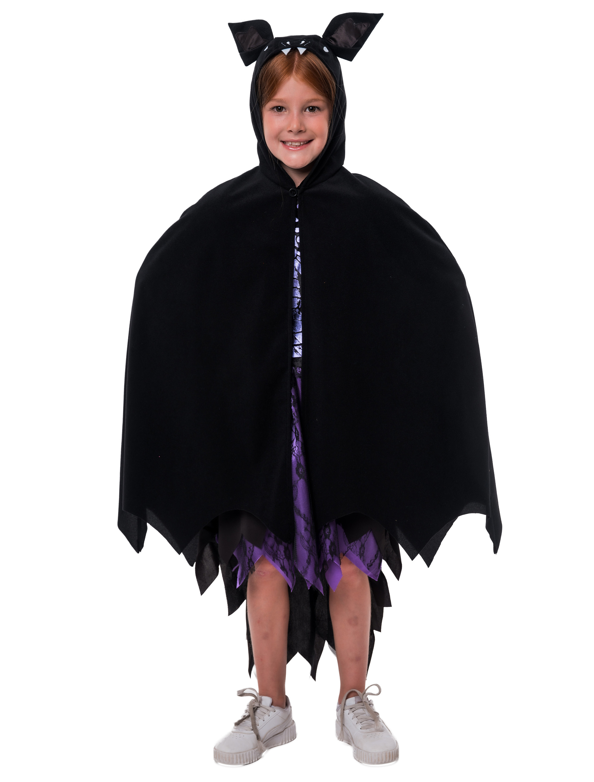 Cape Fledermaus mit Kapuze Kinder schwarz one size