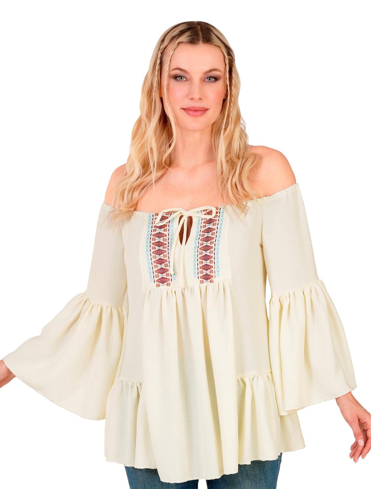 Bluse Bauernmagd Damen beige S/M