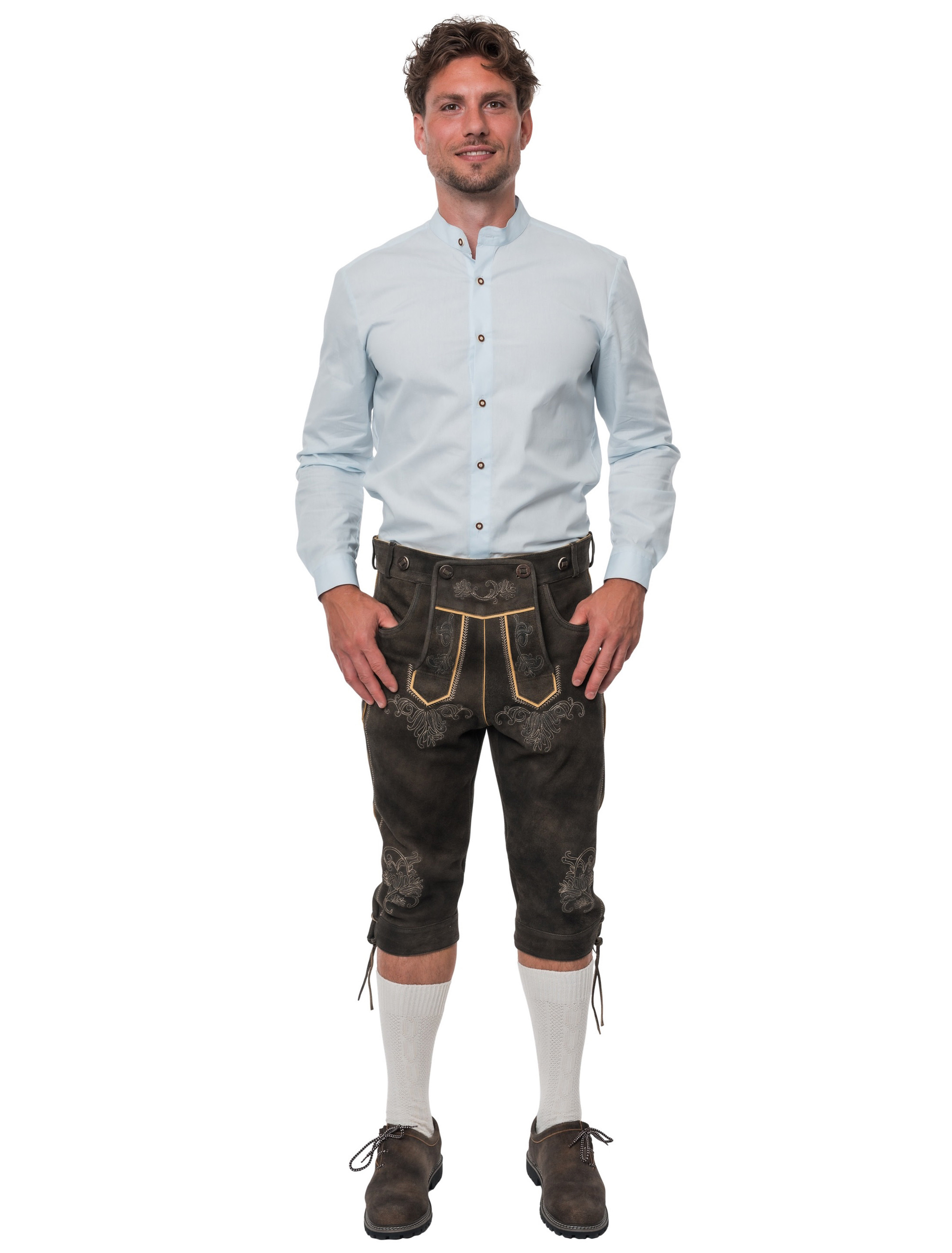 Lederhose Henry 3/4 lang Herren dunkelbraun S