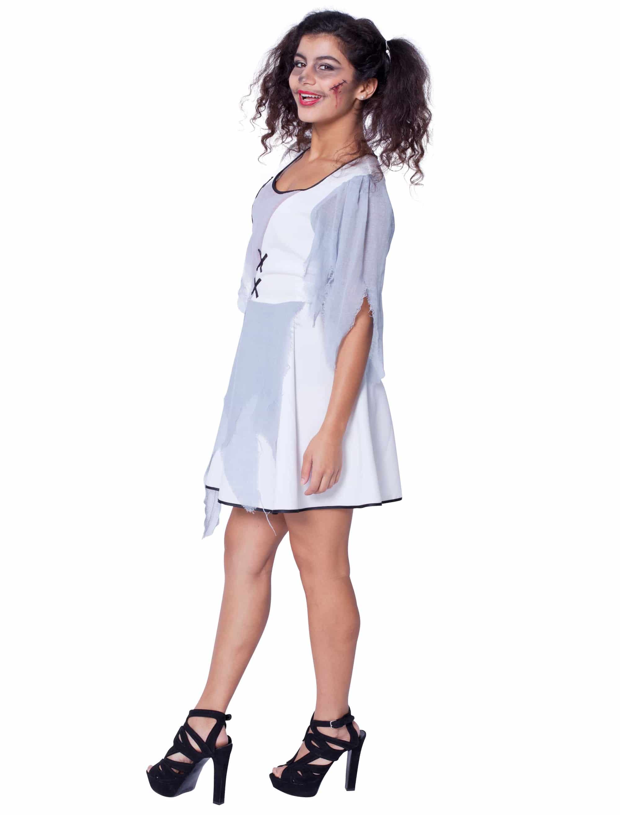 Kleid Zombie Damen weiß 40