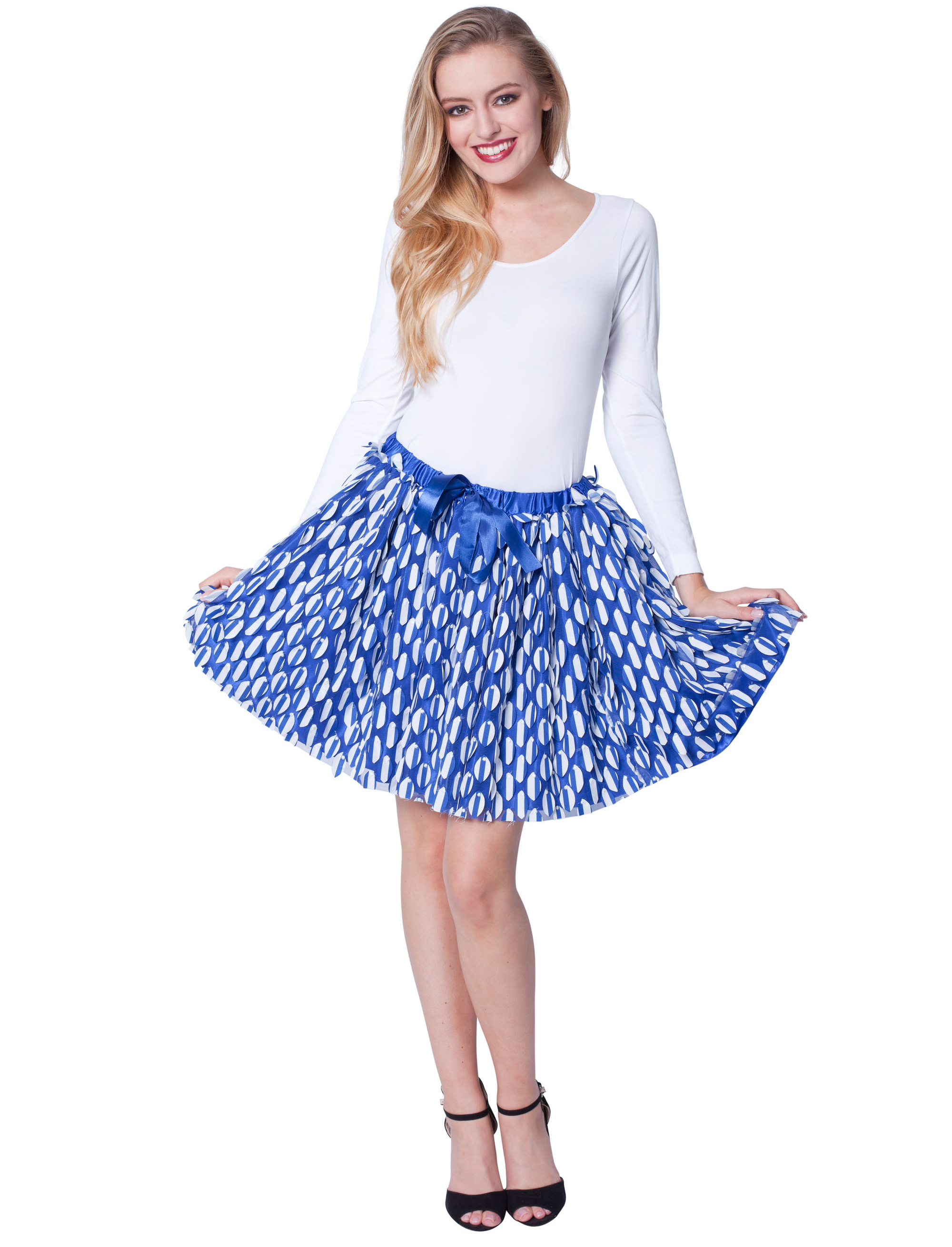 Petticoat mit blauen Stoffstücken