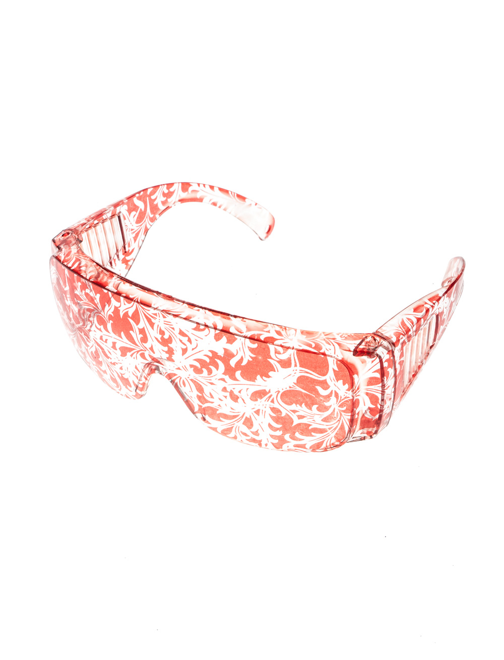 Brille mit Blumenprägung rot