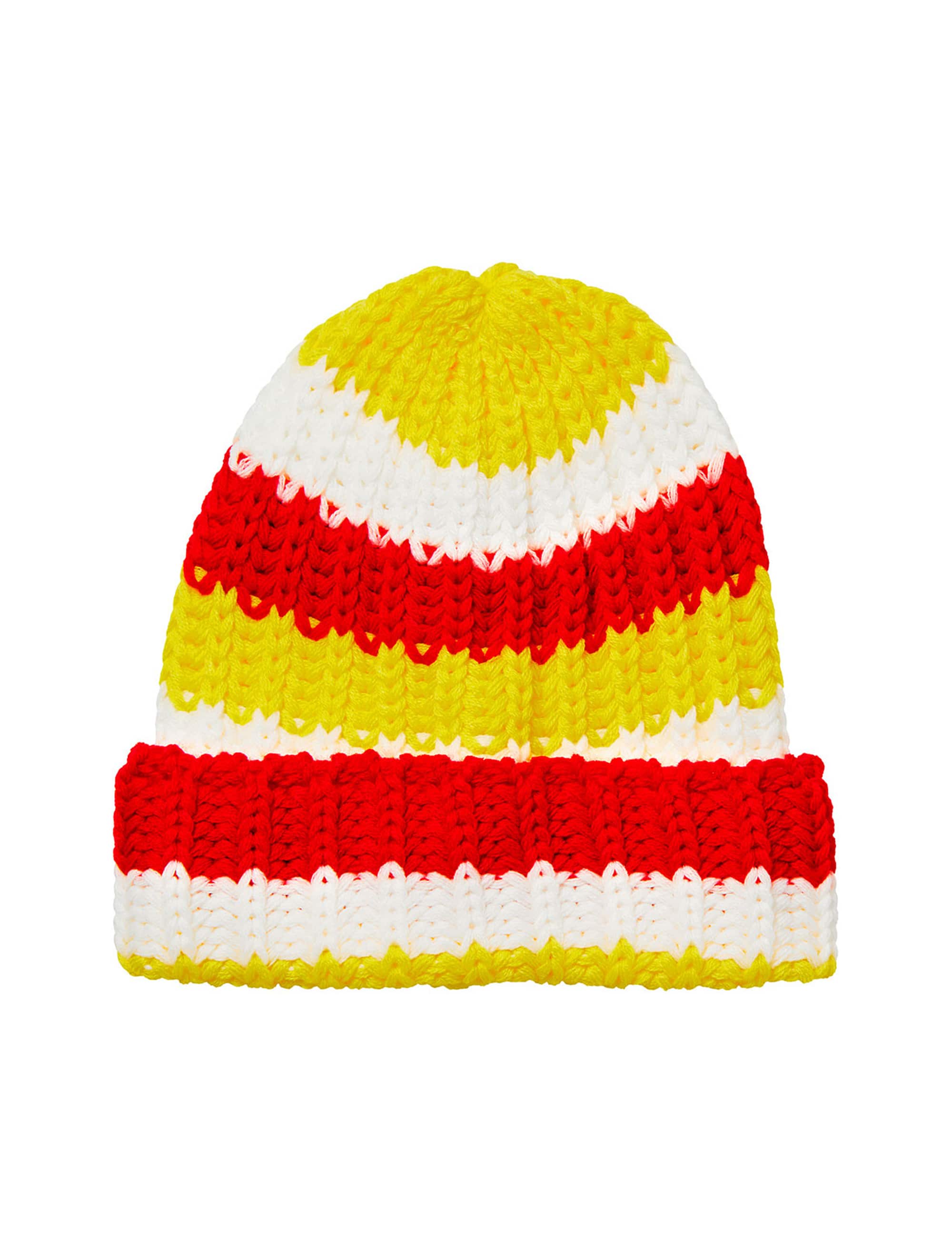 Strickmütze rot/weiß/gelb one size