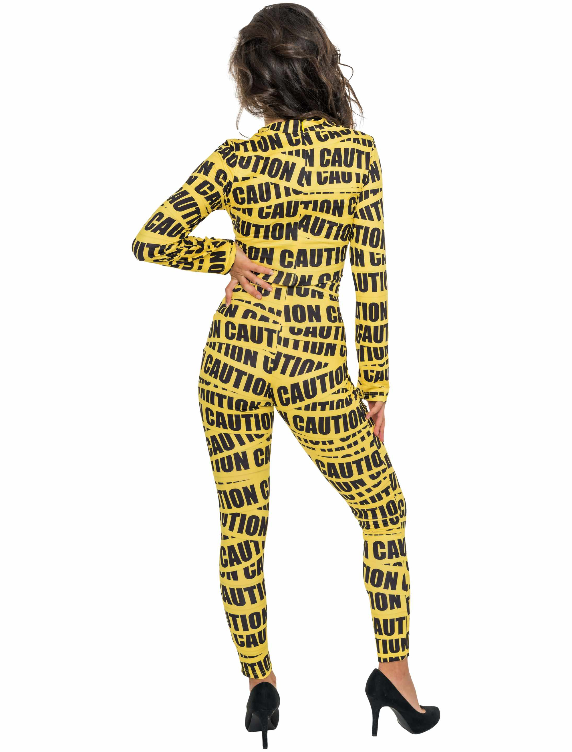 Catsuit Caution Damen schwarz/gelb XL