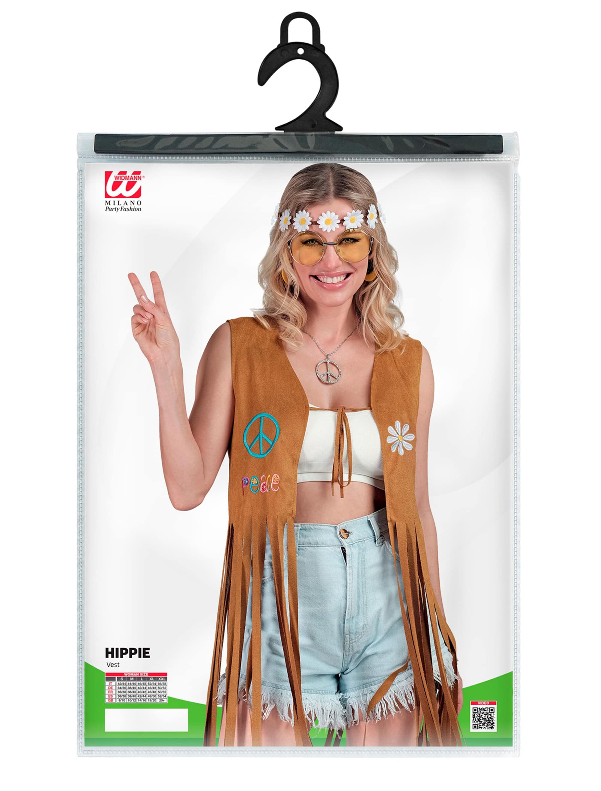 Weste Hippie mit Fransen Damen hellbraun 2XL