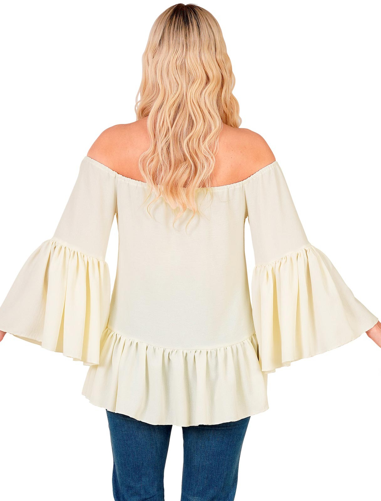 Bluse Bauernmagd Damen beige S/M