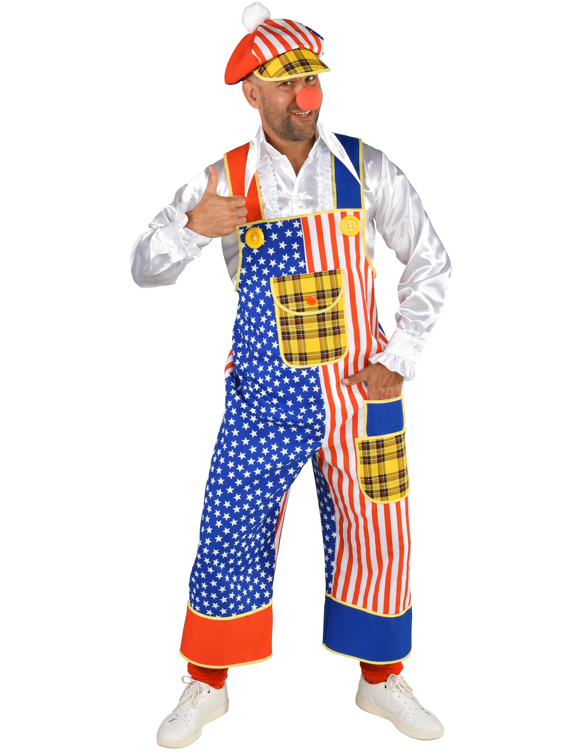 Latzhose Clown USA Herren rot/weiß/blau/gelb L/XL