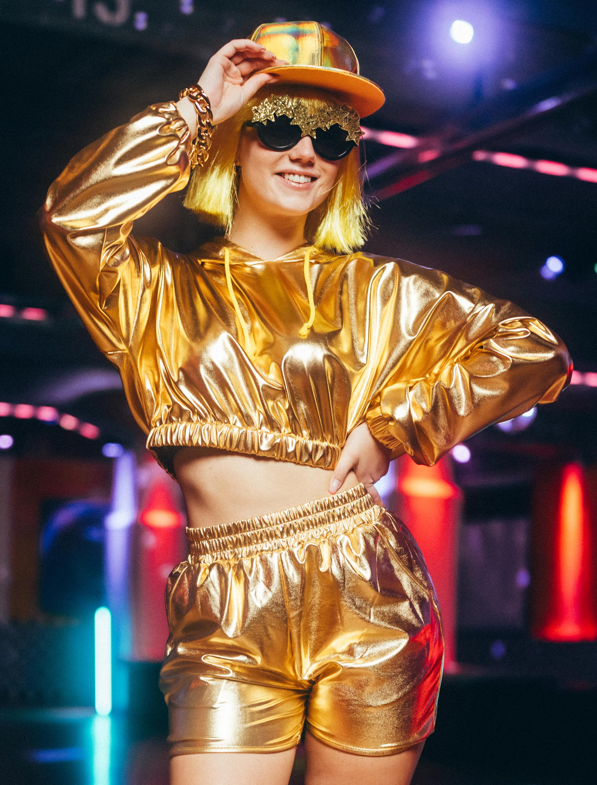 Hot Pants metallic Damen gold S/M
