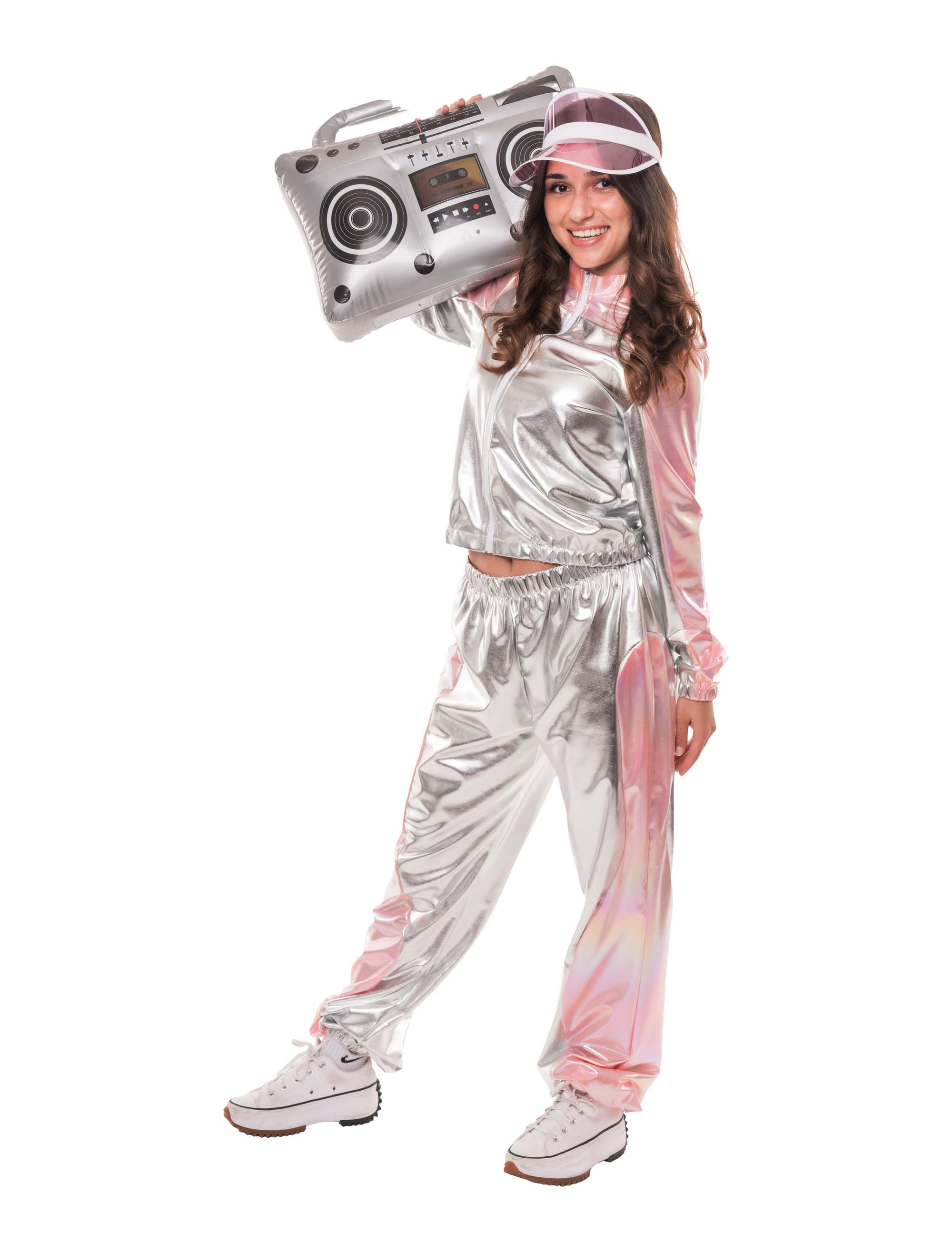 Jogginganzug metallic 2-tlg. Damen silber S/M
