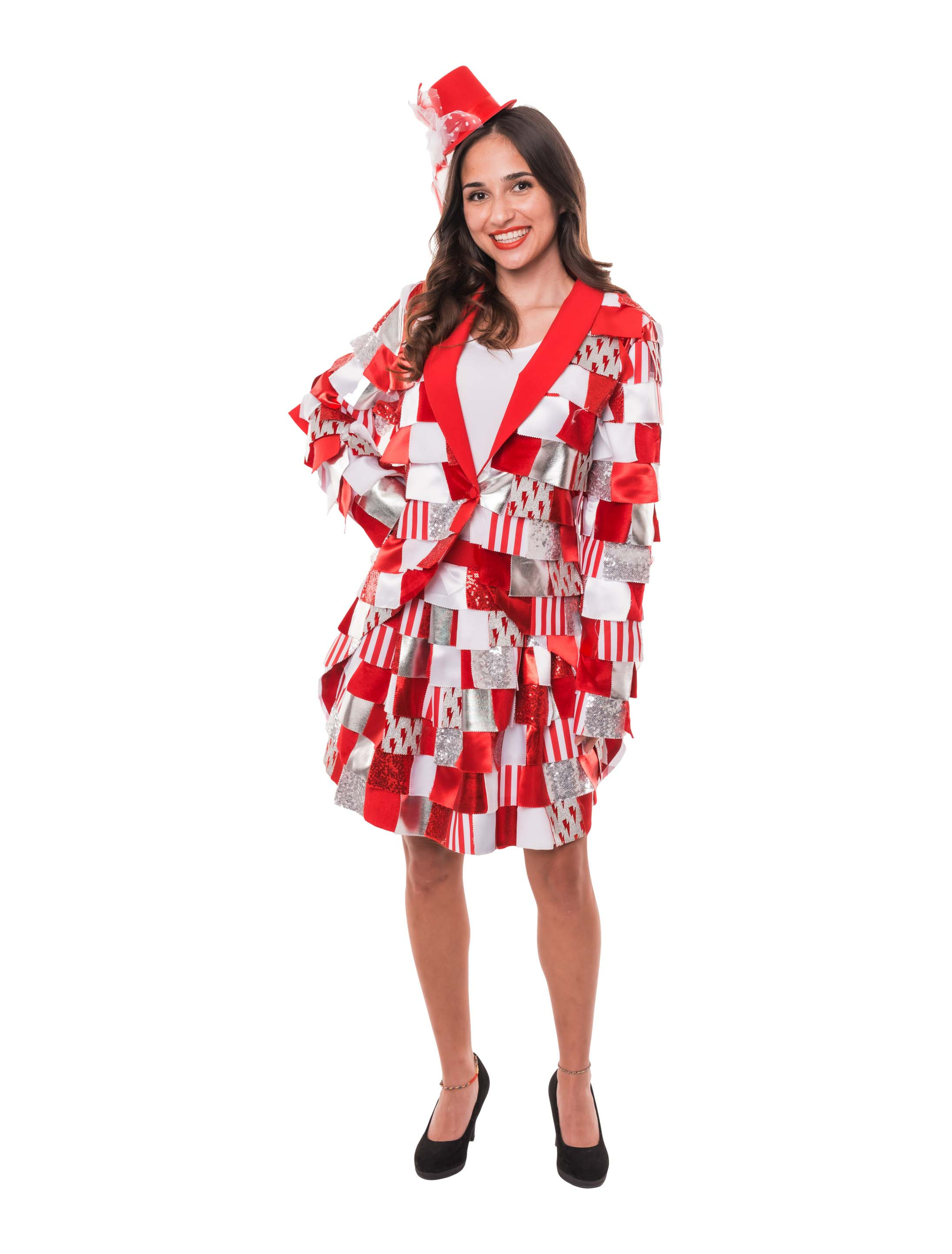 Lappenfrack deluxe Damen rot/weiß 50