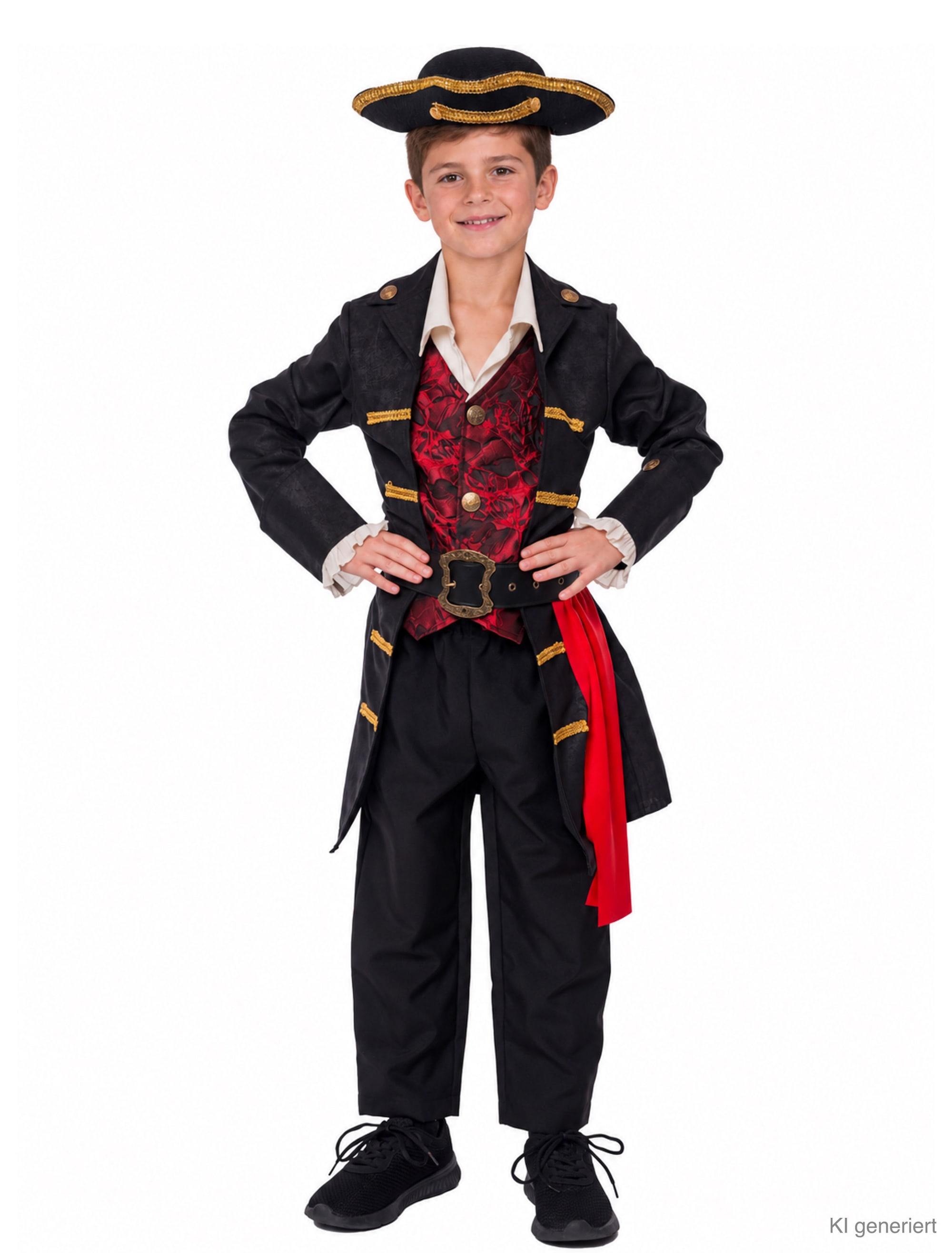 Kostüm Pirat 3-tlg. Kinder schwarz/rot/gold 104/116