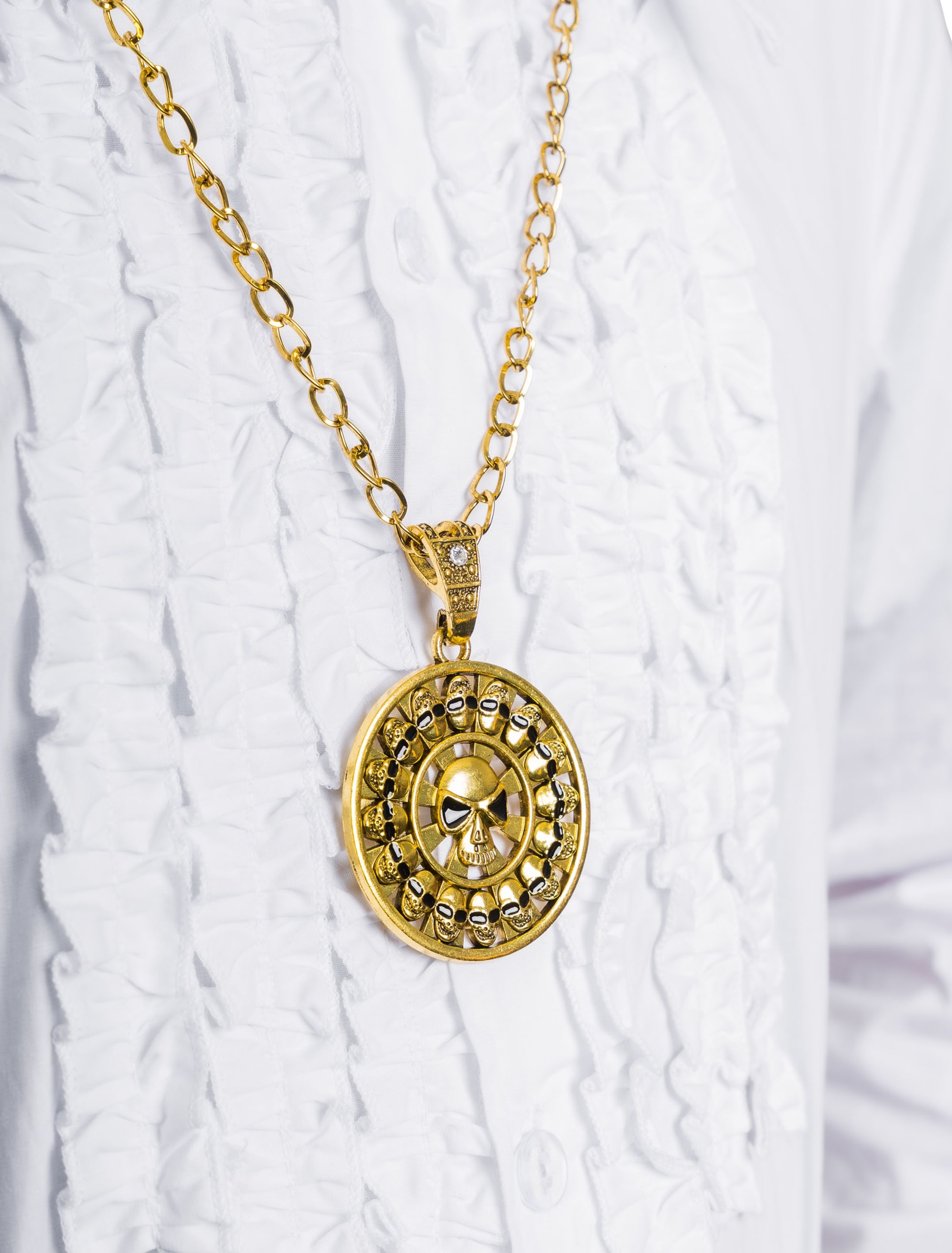 Halskette Piratenmedallion gold