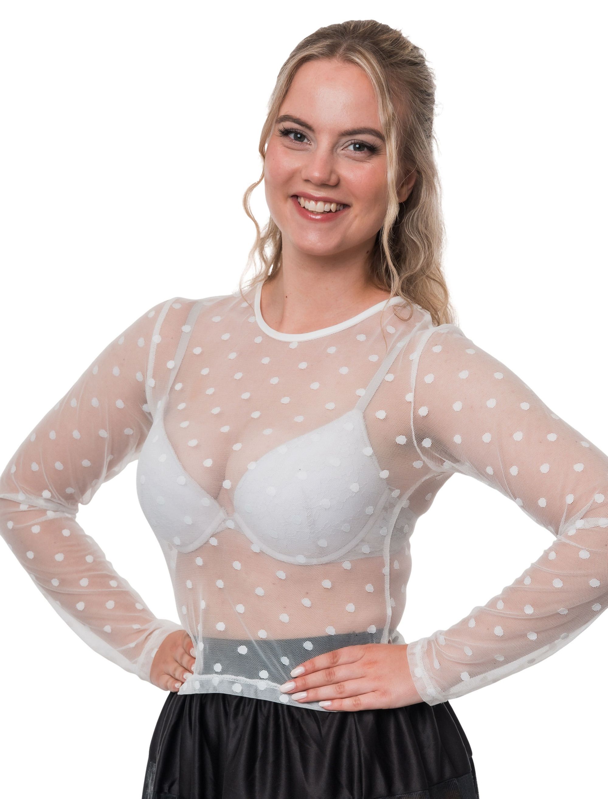Oberteil Mesh Gepunktet Damen weiß 36