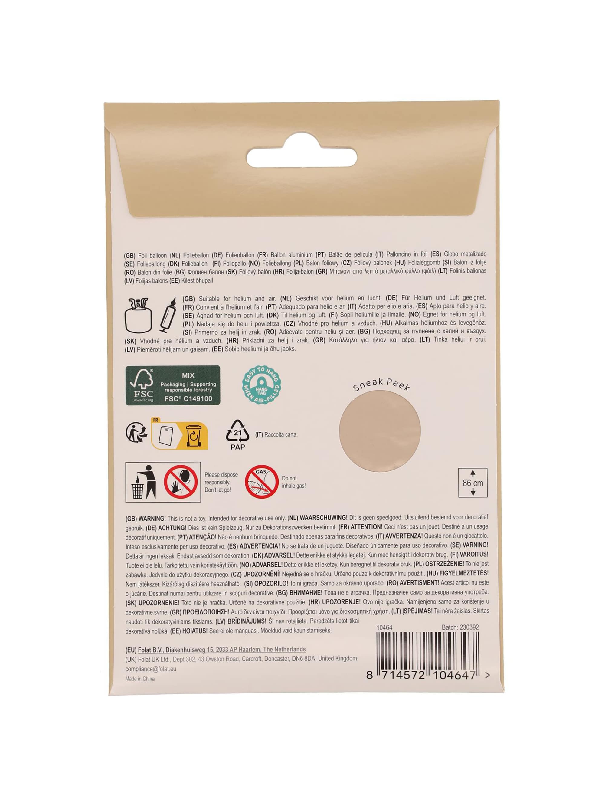 Folienballon Zahl 4 L matt gold