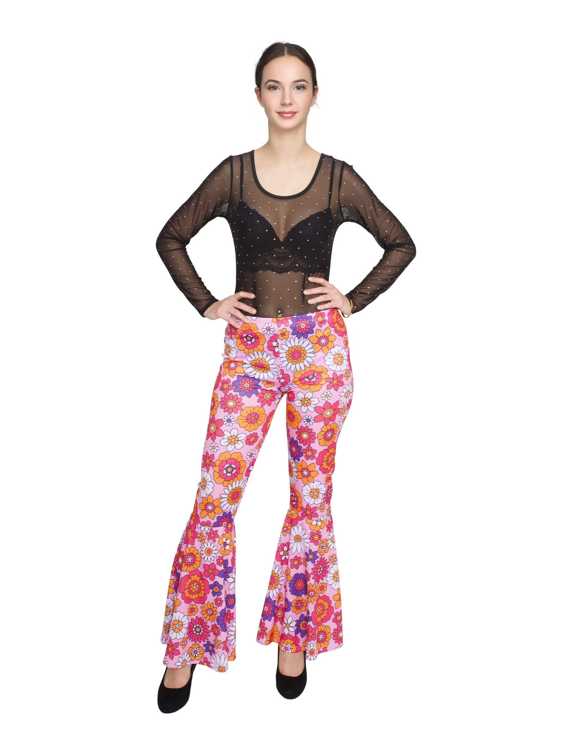 Schlaghose Blumen Damen bunt S/M