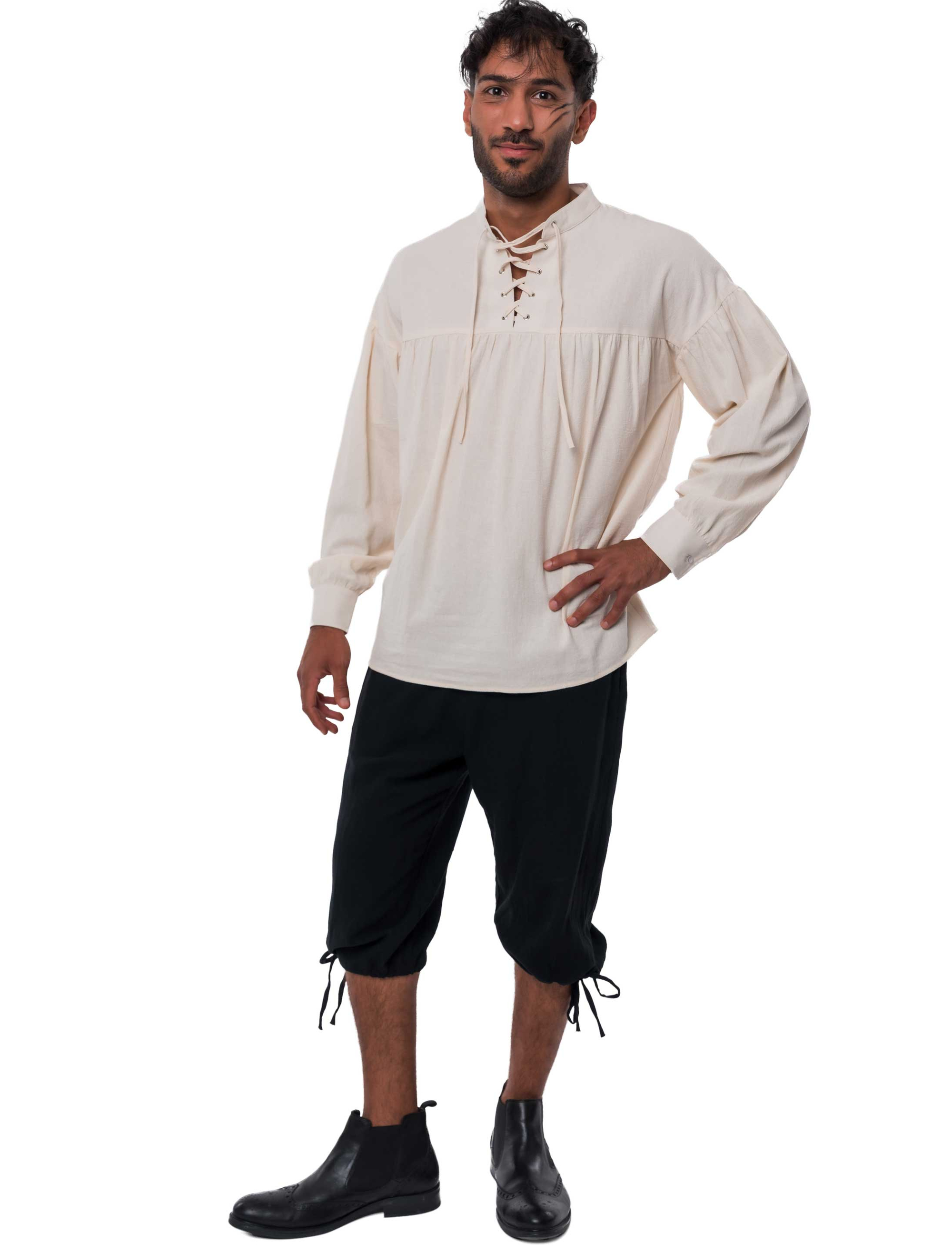 Hemd Pirat mit Schnürung Herren beige S/M