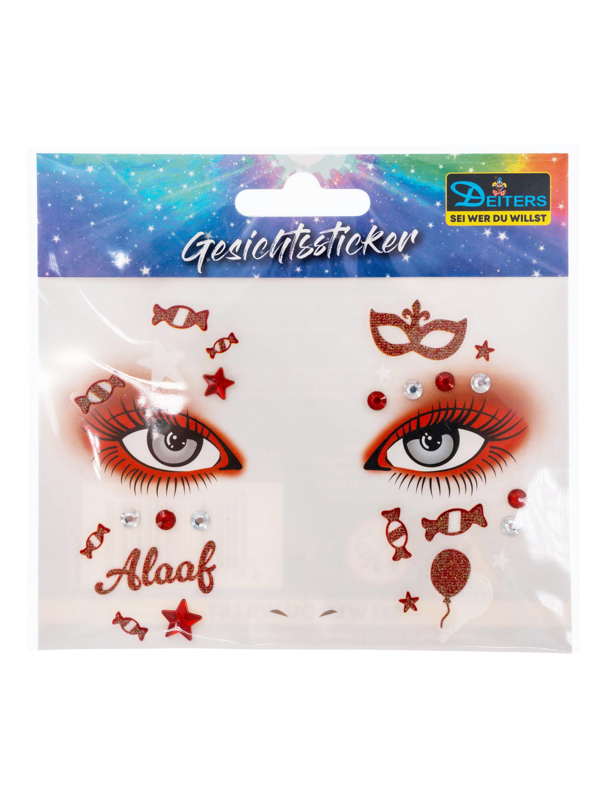 Gesichtssticker Alaaf rot/weiß