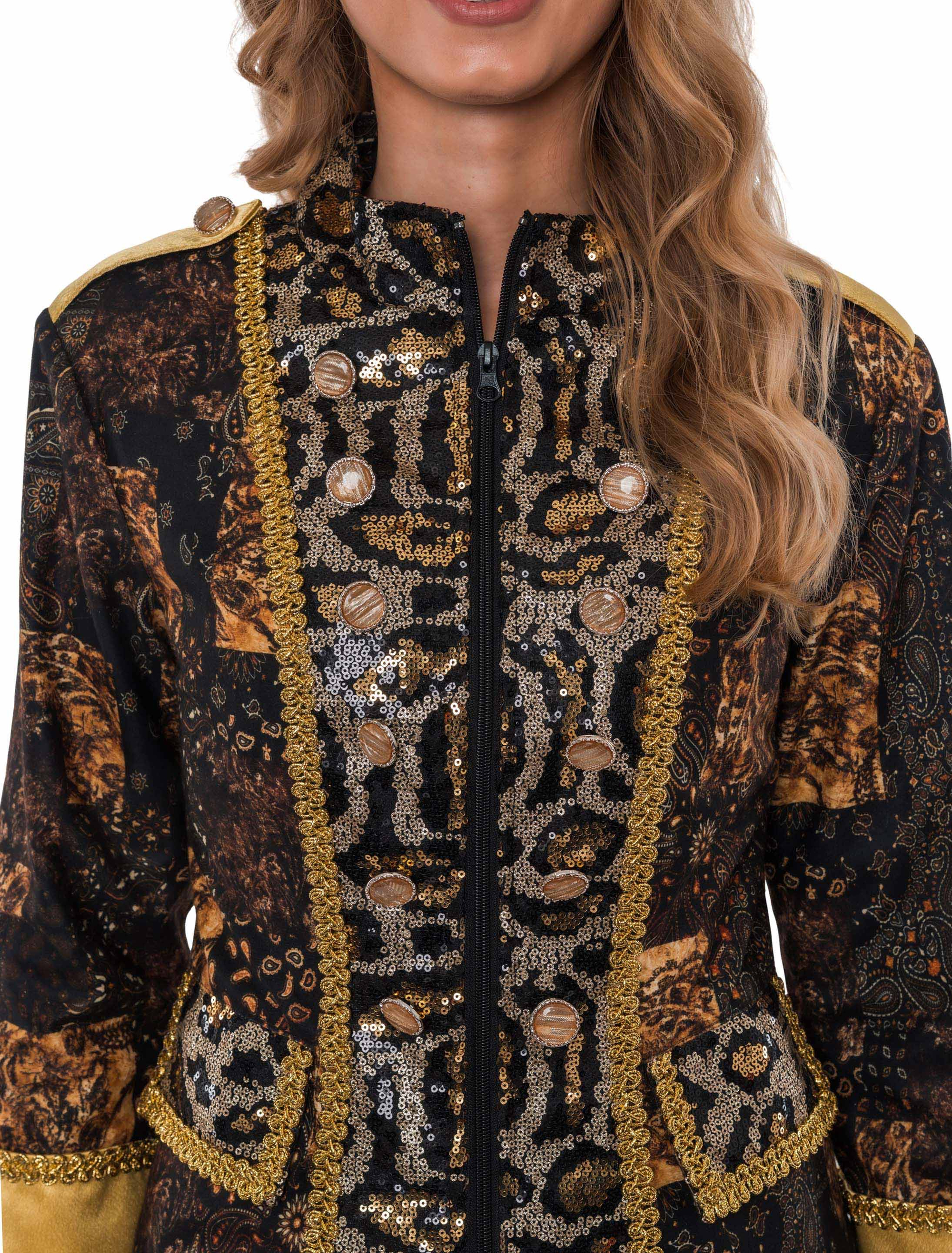 Frack Pailletten Leopard Damen braun/gold M