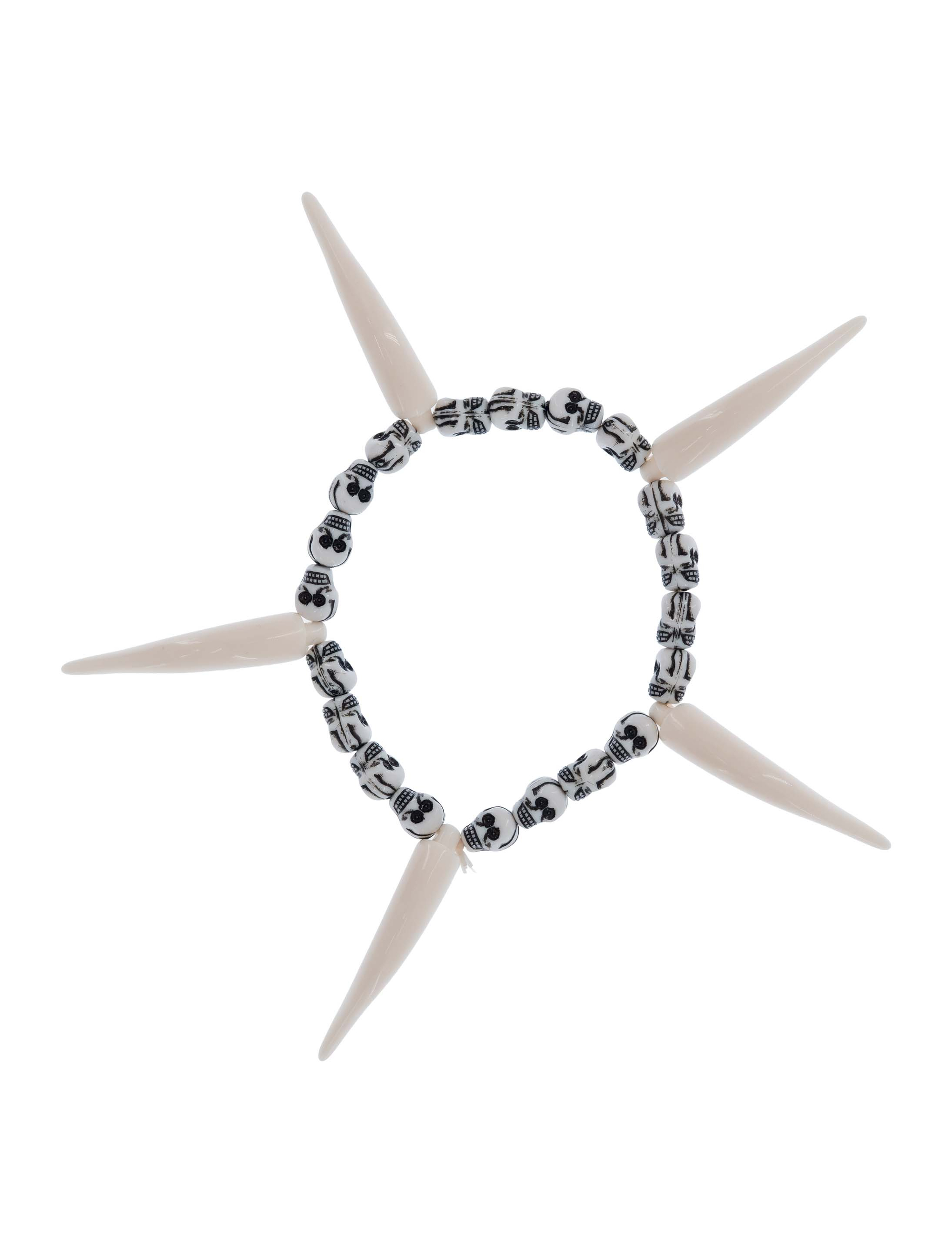 Armband Totenkopf-Perlen mit Zähnen schwarz/weiß