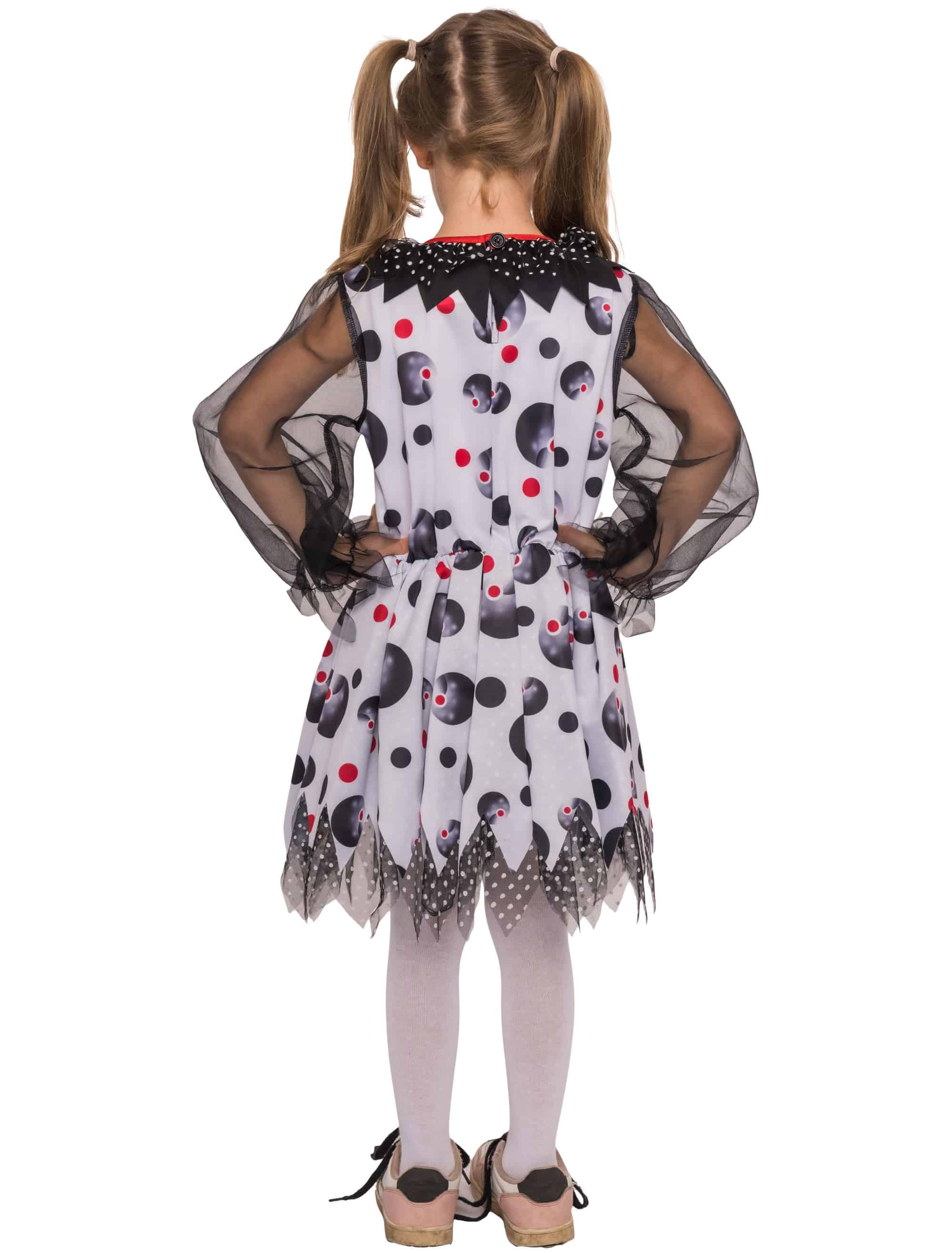 Kleid Zirkusclown Mädchen schwarz/weiß 128/140