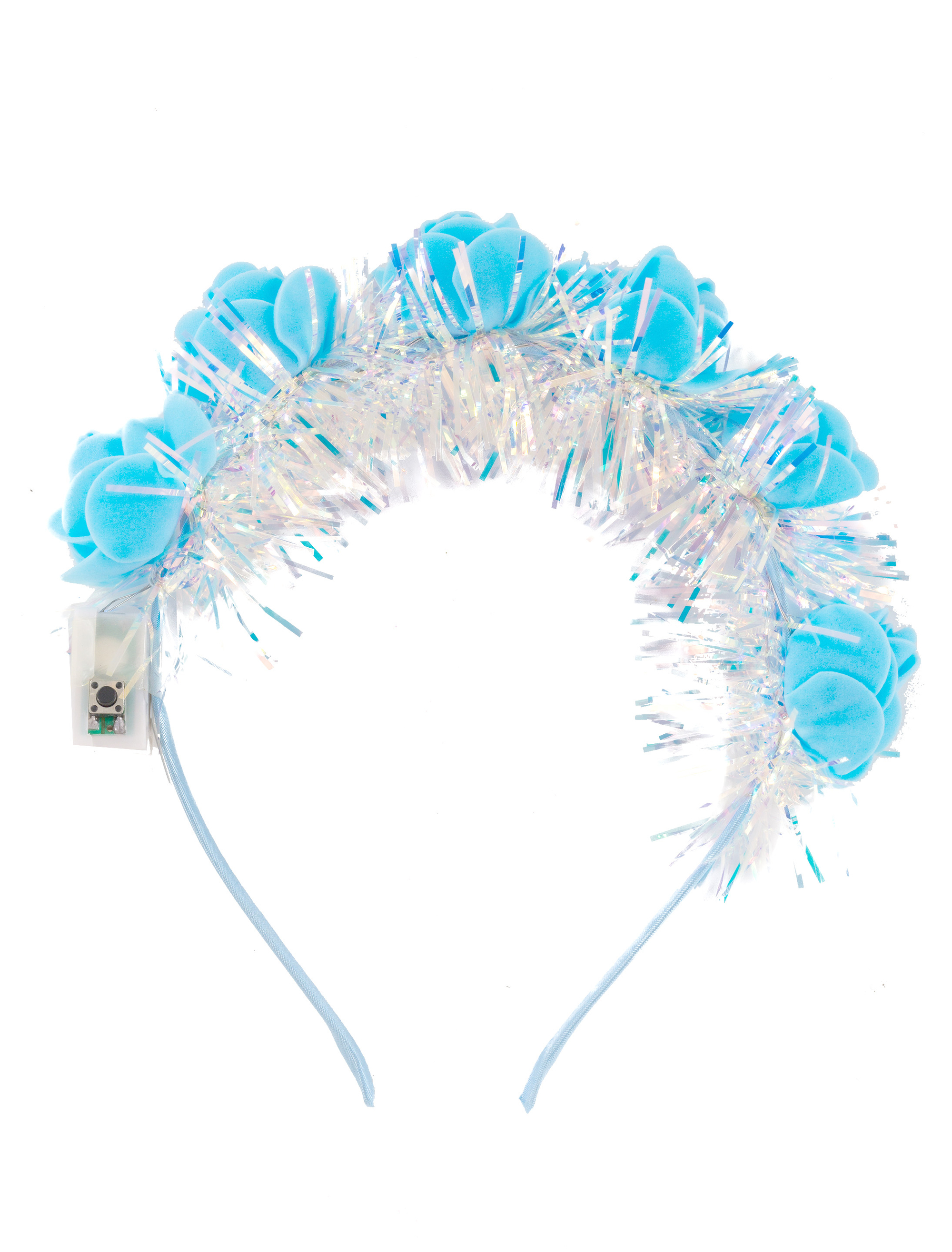 Haarreif Rosen und Lametta mit LED hellblau
