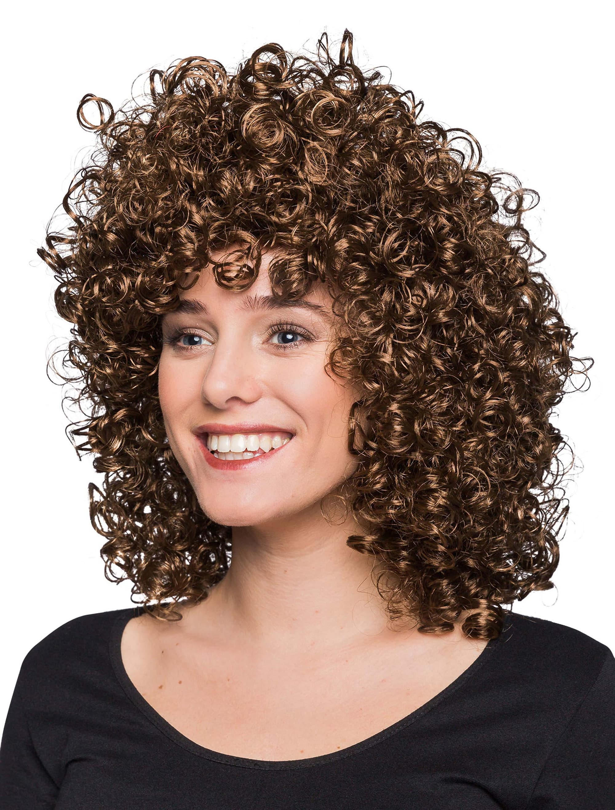 Perücke mittelang wilde Locken braun one size