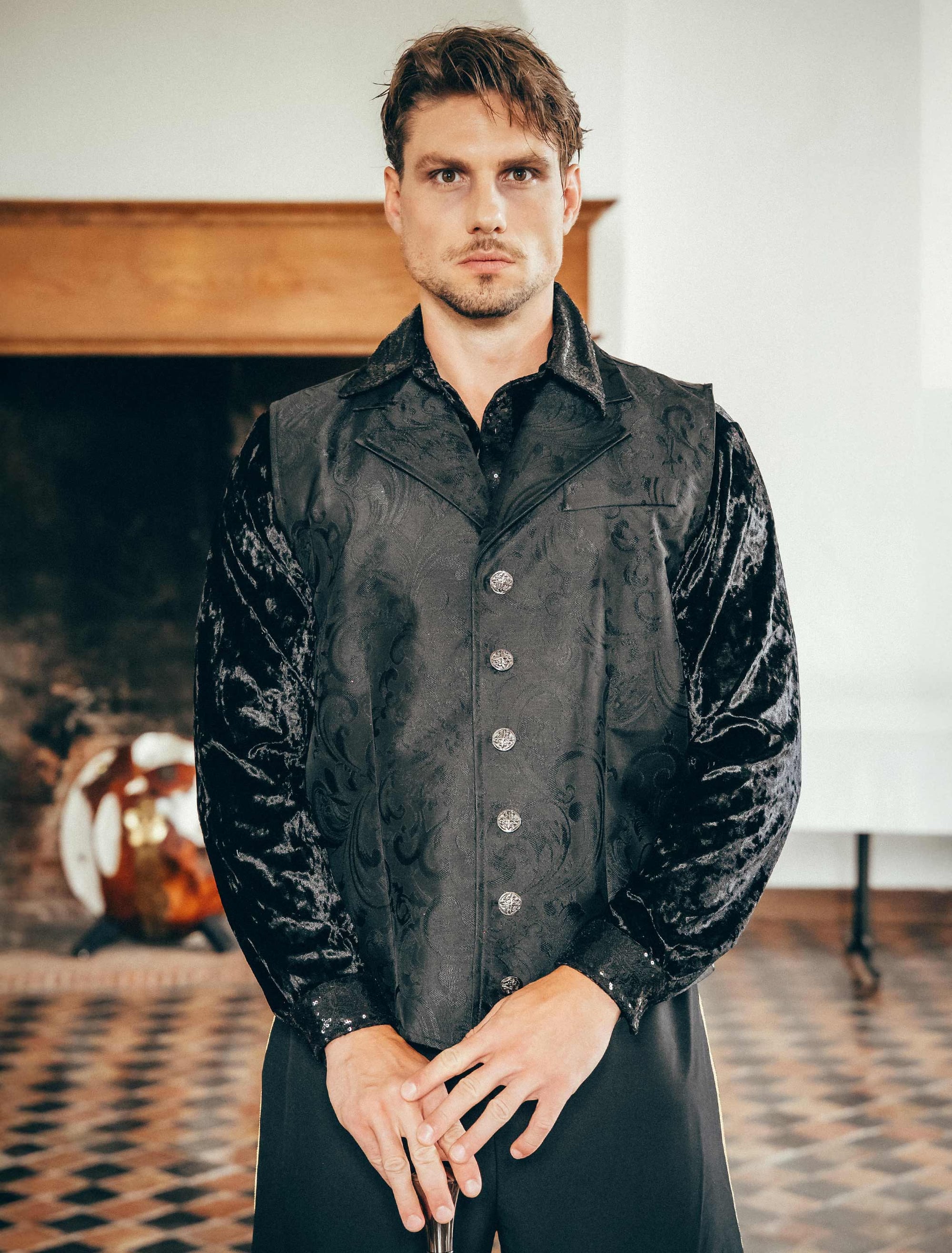 Weste Gothic Herren schwarz 2XL/3XL